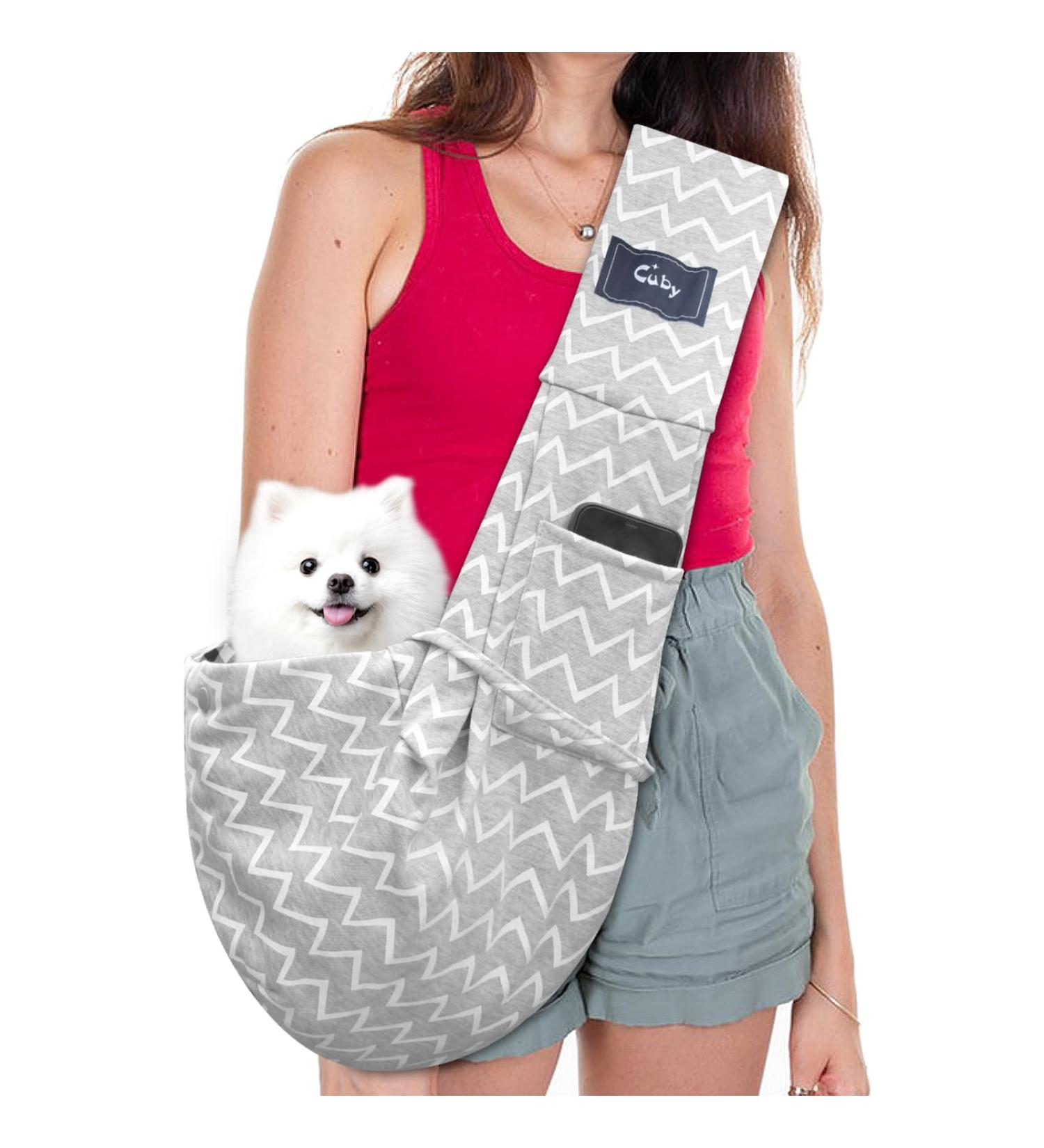 Cuby Dog & Cat Sling Carrier - Soft Cotton Pet Bag for Travel | Gray Stripes | 10x10x5 cm - Buy Online on GoSupps.com