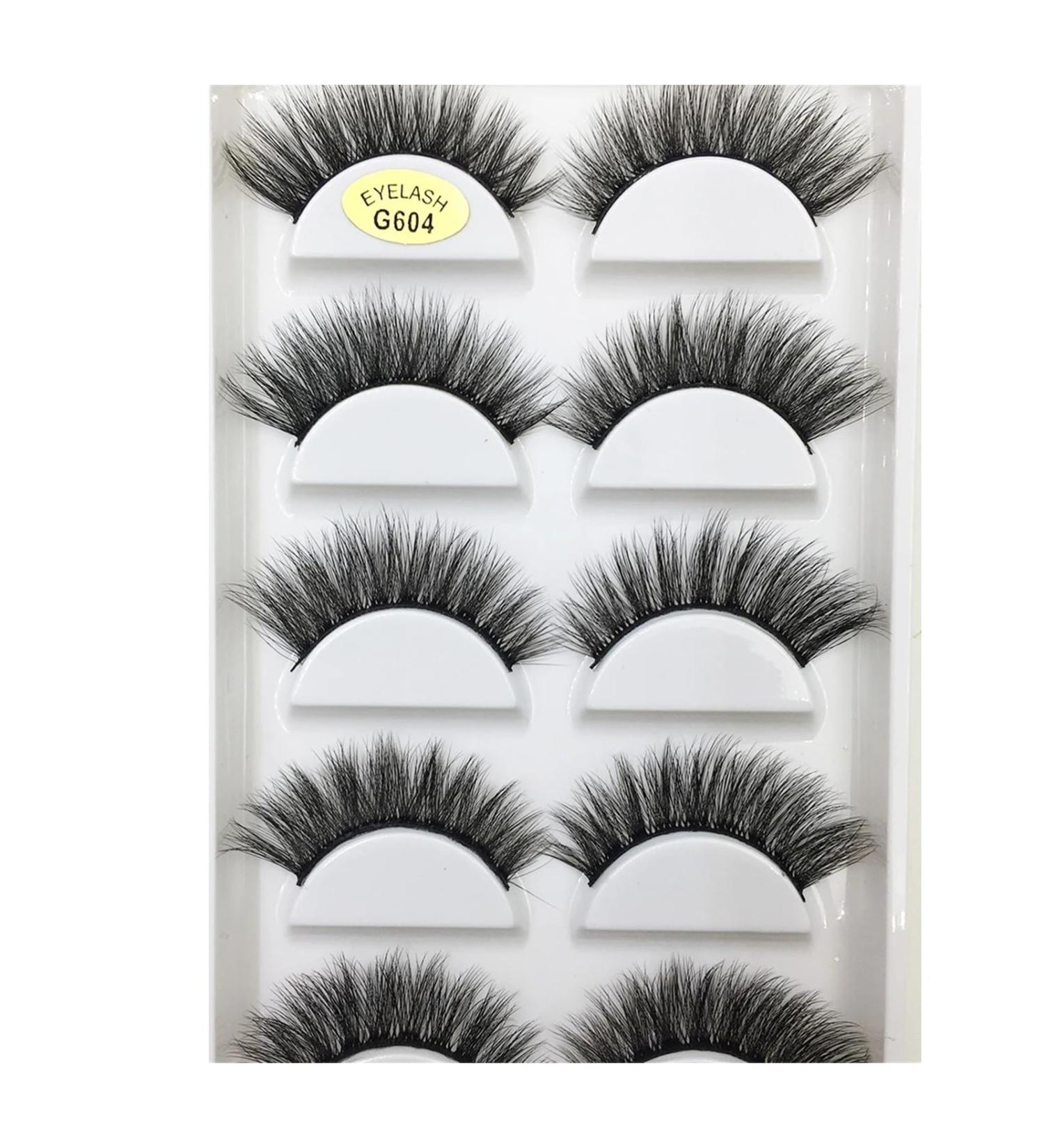 UAMOU 10/50 Boxes 5 Pairs 3D Mink False Eyelashes Soft Lashes Makeup Eyelash Faux Cils Cilios Maquiagem Cheerfully (Color : 5Pairs G604 Size : 100 Boxes 50 Pairs) - Buy Online on GoSupps.com
