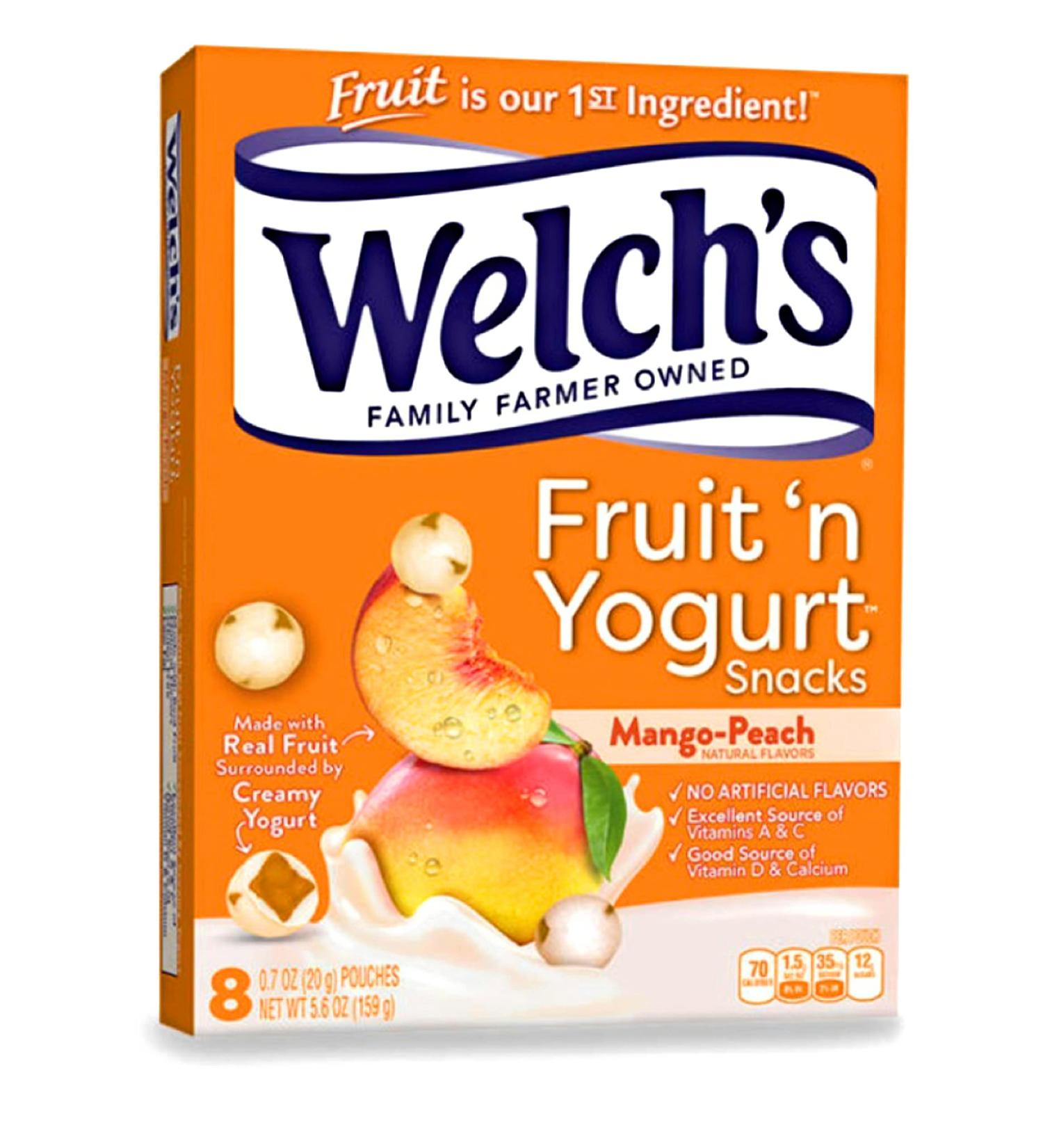 Welch’s fruit ‘n yogurt mango-peach fruit snacks 1 box of 8 (0.7oz) pouches
