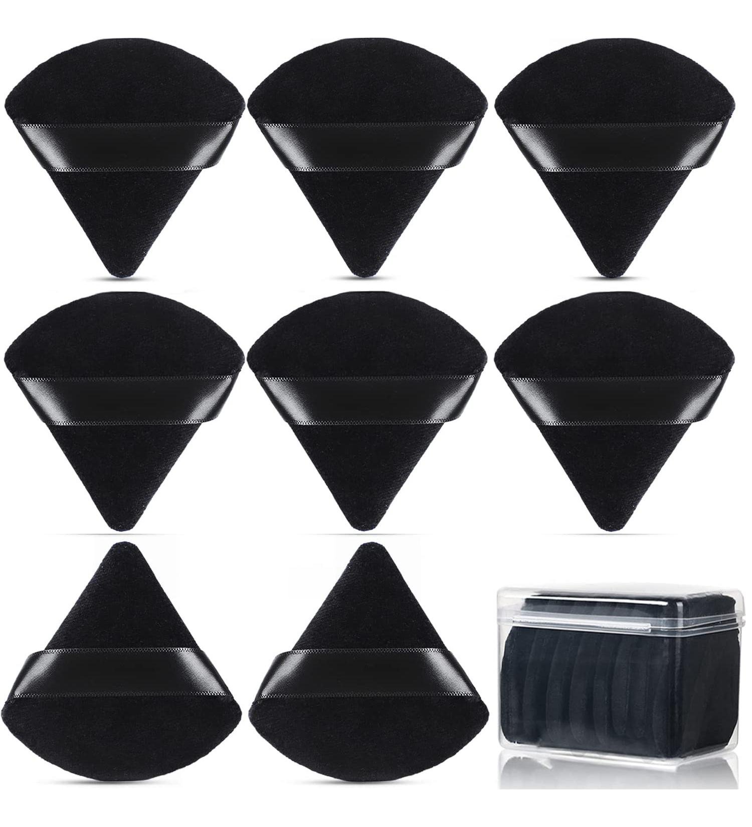 8-Piece Triangle Wedge Soft Velour Powder Puffs Set for Face and Body Makeup - Black - Buy Online on GoSupps.com
