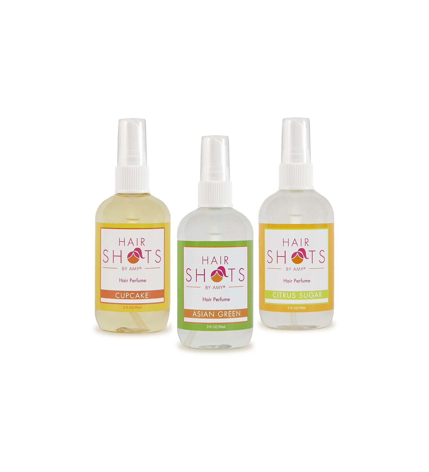 Hair Shots Heat Activated Hair Fragrance Touch Of Sweetness Bundle 3 Items: Cupcake, Asian Green, Citrus Sugar