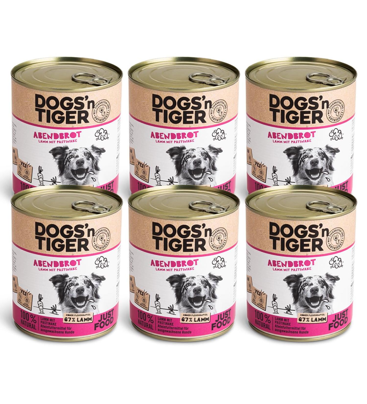 Dogs'n Tiger Adult Dog Food 6 x 800g Cans Pet-Friendly Formula with 67% Meat + Flaxseed Oil + Herbs - No Sugar Artificial Flavours Lamb & Parsnips - Buy Online on GoSupps.com
