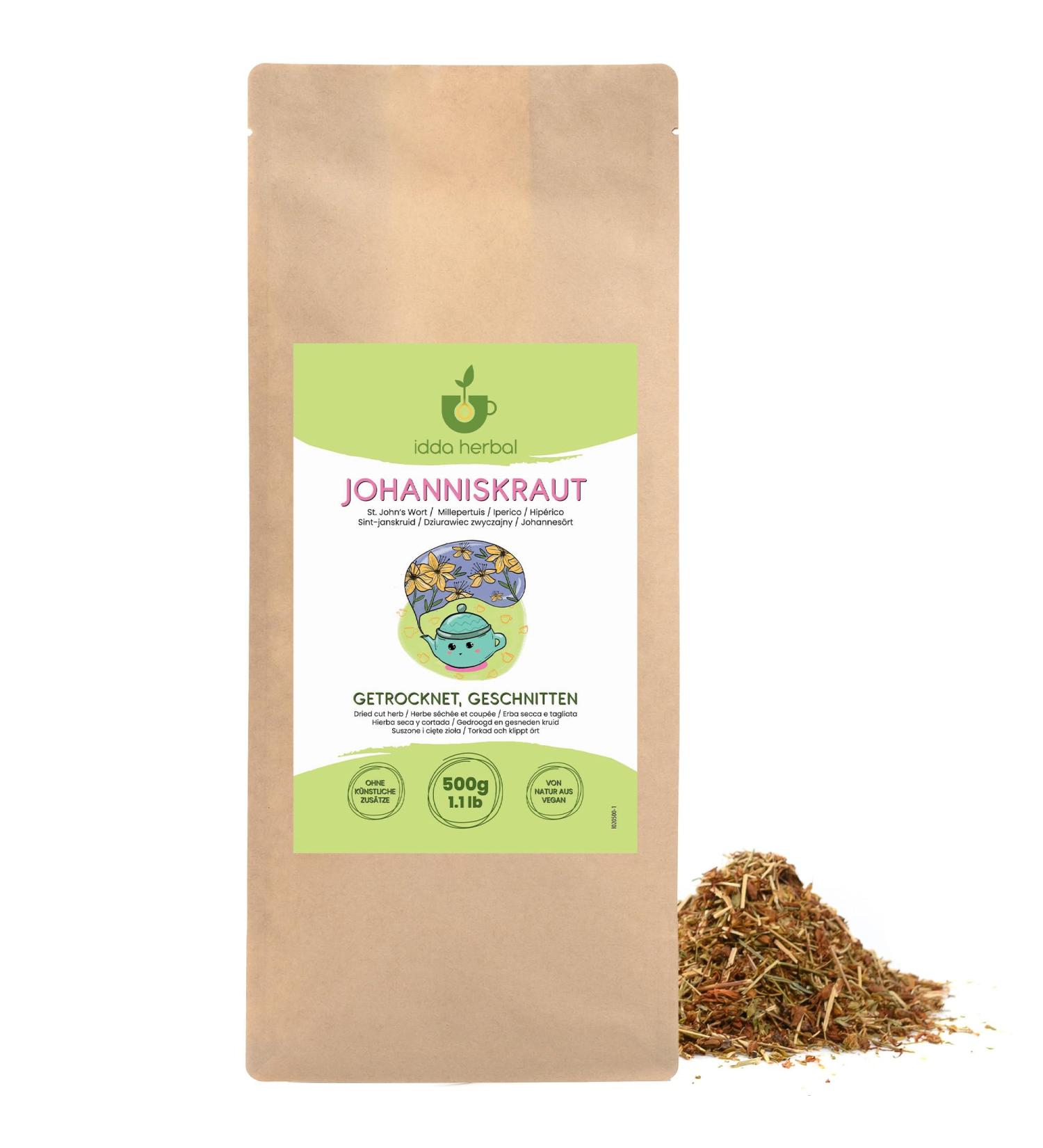  IDDA Herbal IDDA Herbal St. John's Wort Herbal Tea 500g Dried and Cut St. John's Wort for Infusions Loose Tea - Buy Online on GoSupps.com