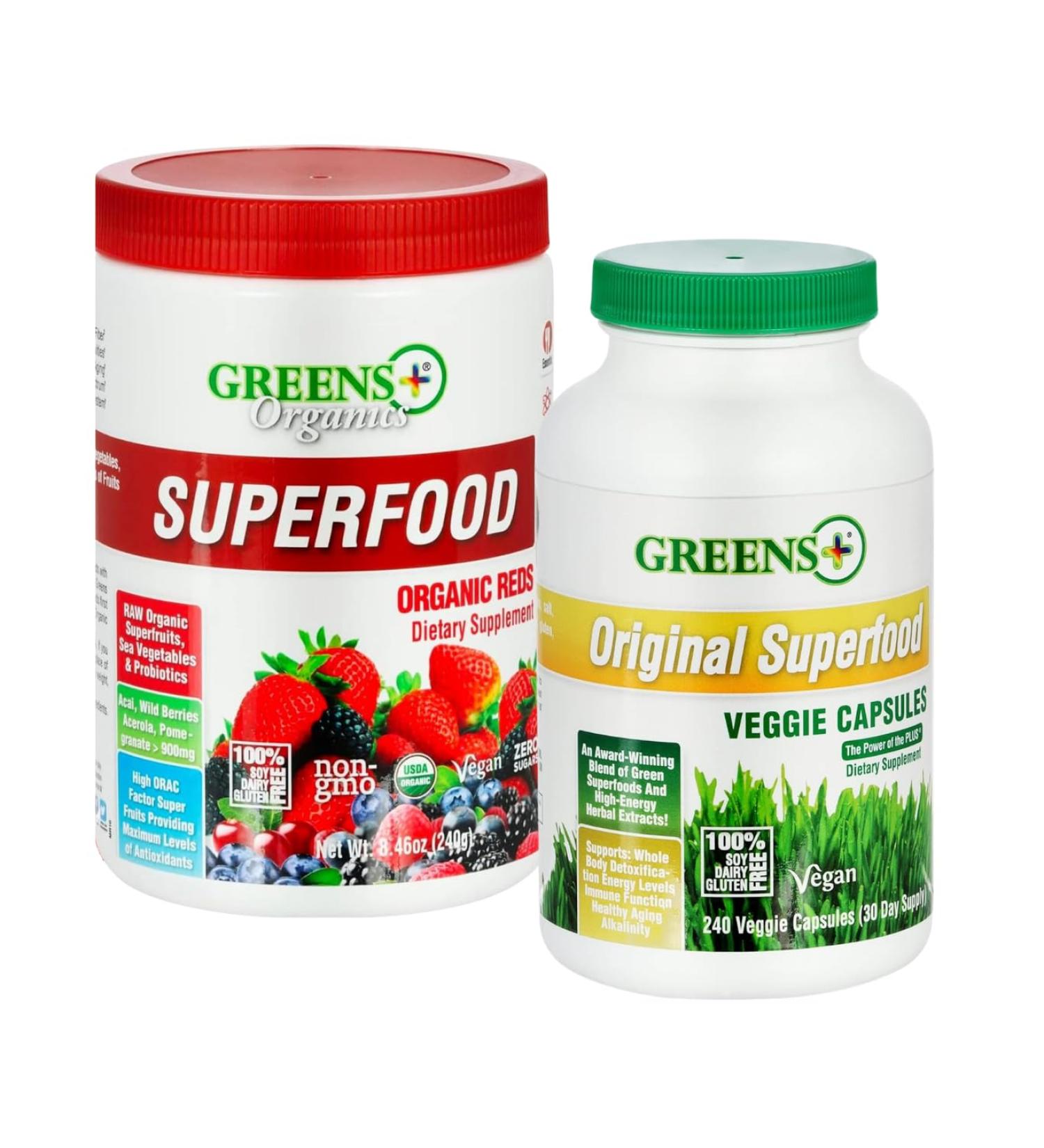 Greens+ Organic Reds Superfood Powder Organic Super Veggie Capsules - Buy Online on GoSupps.com