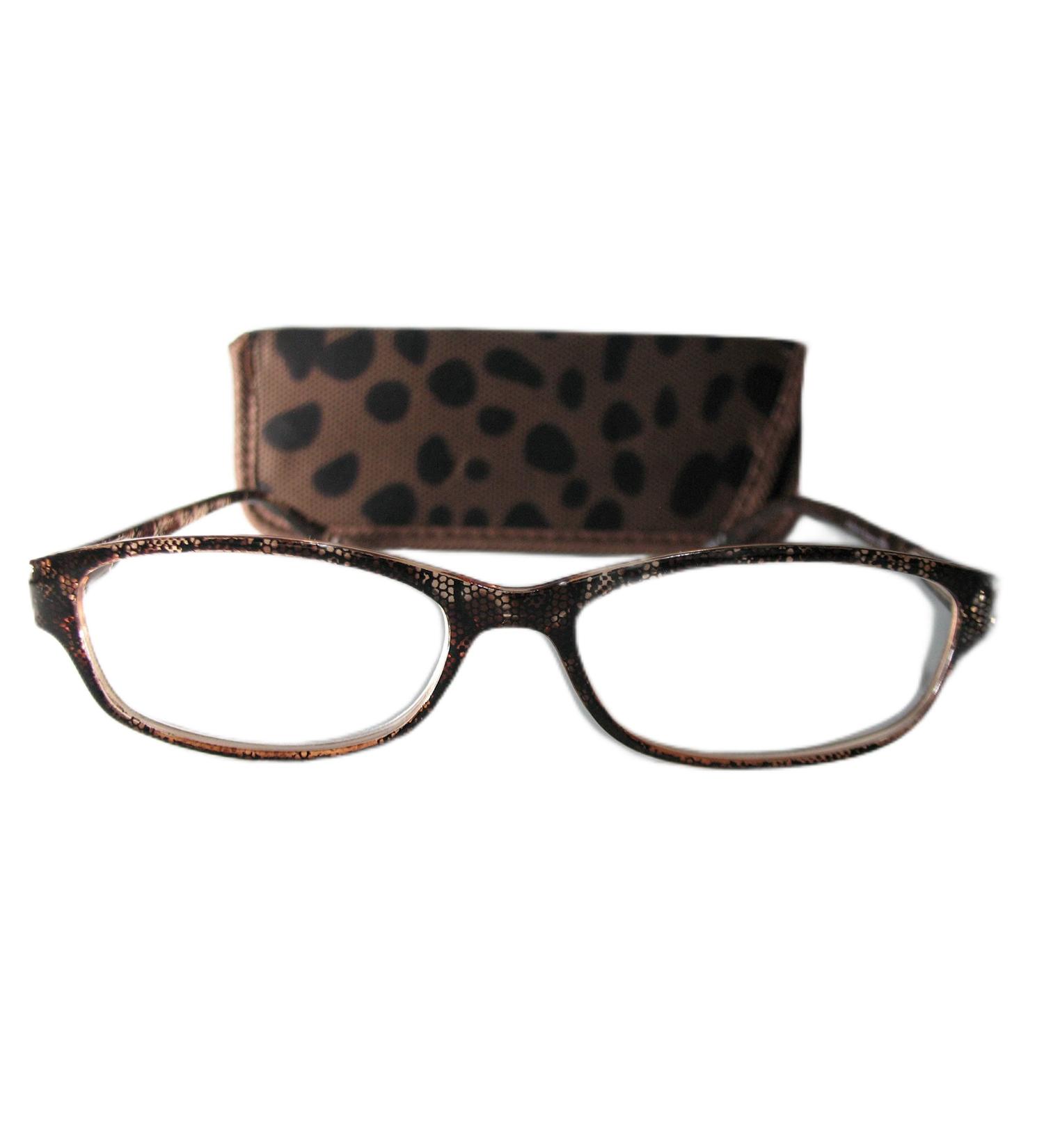Shop Foster Grant Sondra Womens Brown Snakeskin Reading Glasses +2.00 | Stylish Fashion Eyewear with Free Hard Case & Microfiber Cloth - International Shipping Available - Buy Online on GoSupps.com