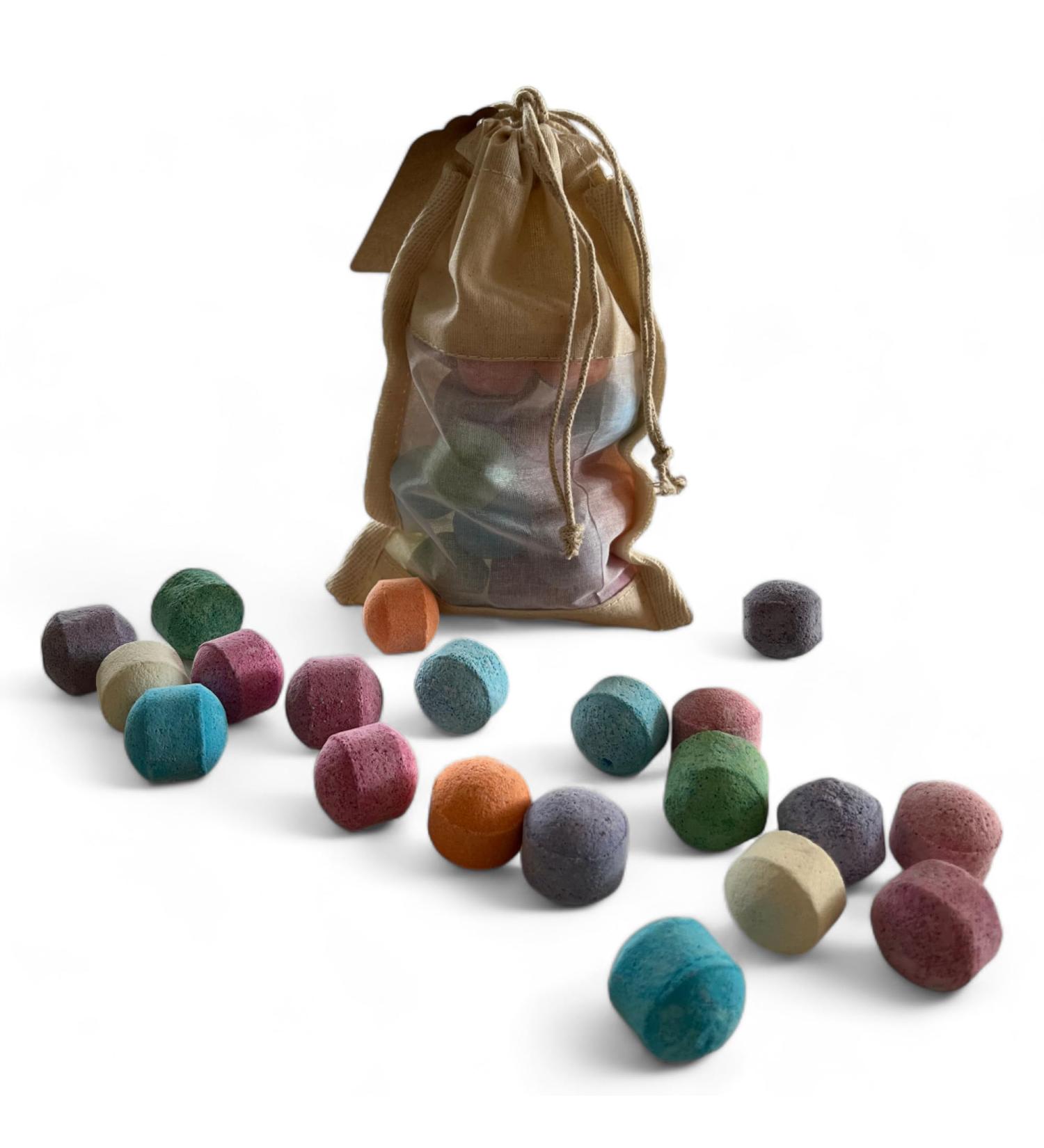 Mini Bath Bomb Collection - 20 Assorted Fragrances in Eco 100% Cotton Bag | Luxurious Spa Experience with Essential Oils | Gift Set for Relaxation and Self-Care - Buy Online on GoSupps.com