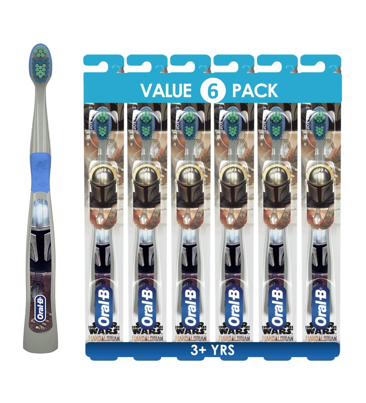Oral-B Kids Star Wars Mandalorian Toothbrushes, Soft Bristles for Children 3+, Pack of 6 - Buy Online on GoSupps.com