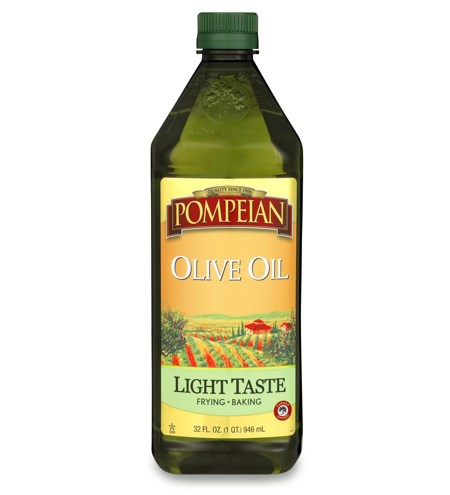 Pompeian Light Taste Olive Oil - 32 Fl Oz (Pack of 1) - Perfect for Frying & Baking, Gluten Free, Non-Allergenic, Non-GMO - Buy Online on GoSupps.com