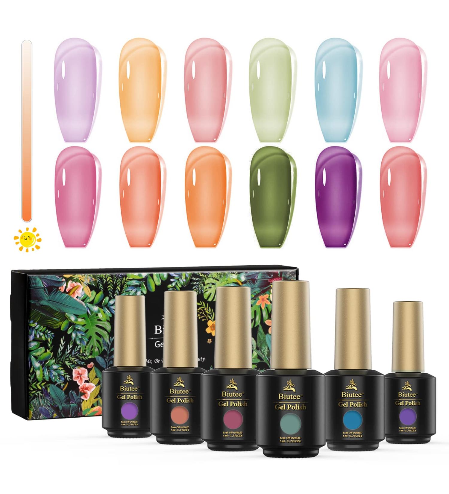 SEISSO Transparent Nude Jelly Gel Nail Polish Set - 6 Sheer Colors for DIY Nail Art - Perfect Gift for Girls and Women - Buy Online on GoSupps.com