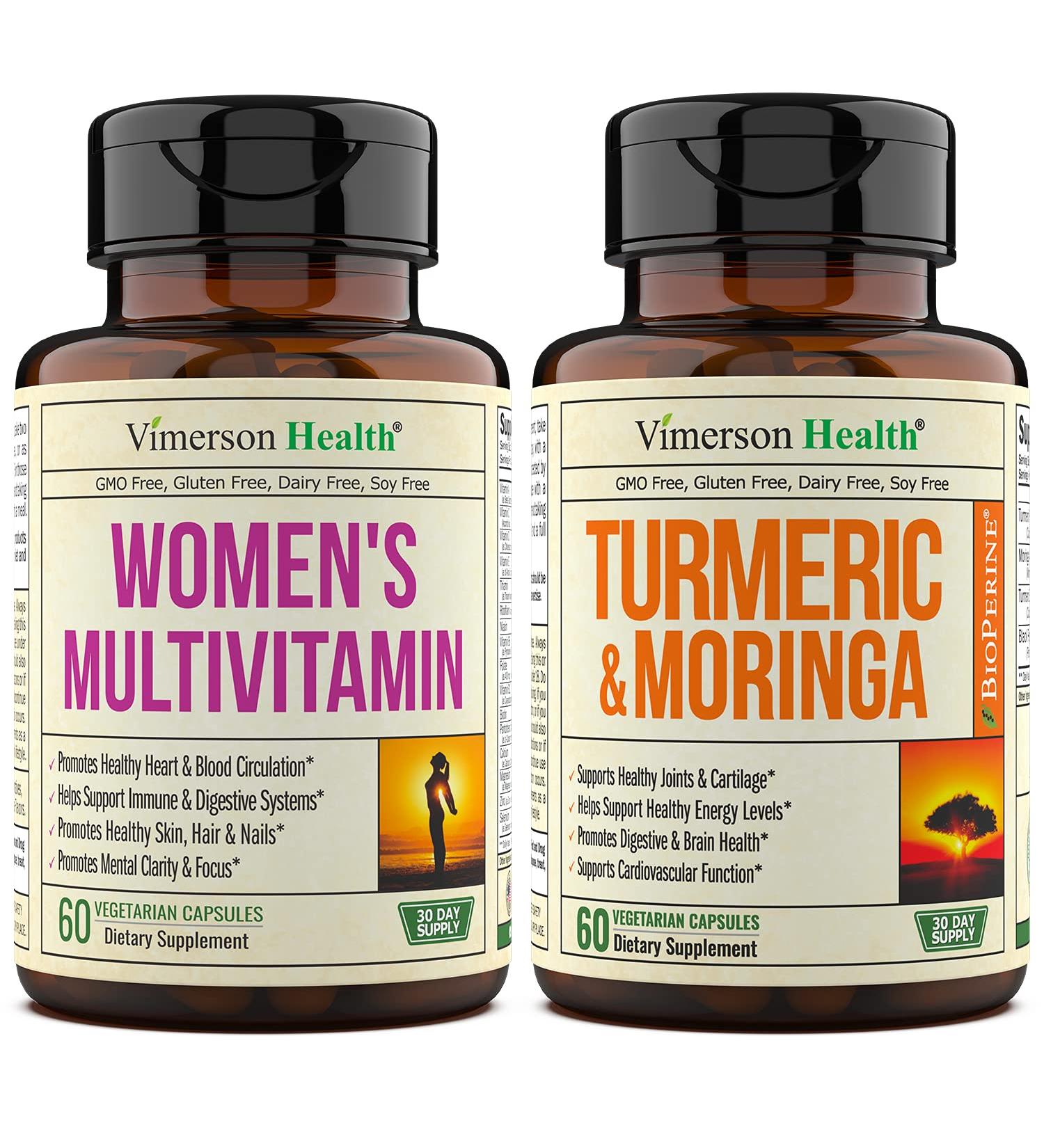 Vimerson Health Women's Multivitamin + Turmeric Moringa Bundle - Immune Support, Joint Health, Relief & Balance - Buy Online on GoSupps.com