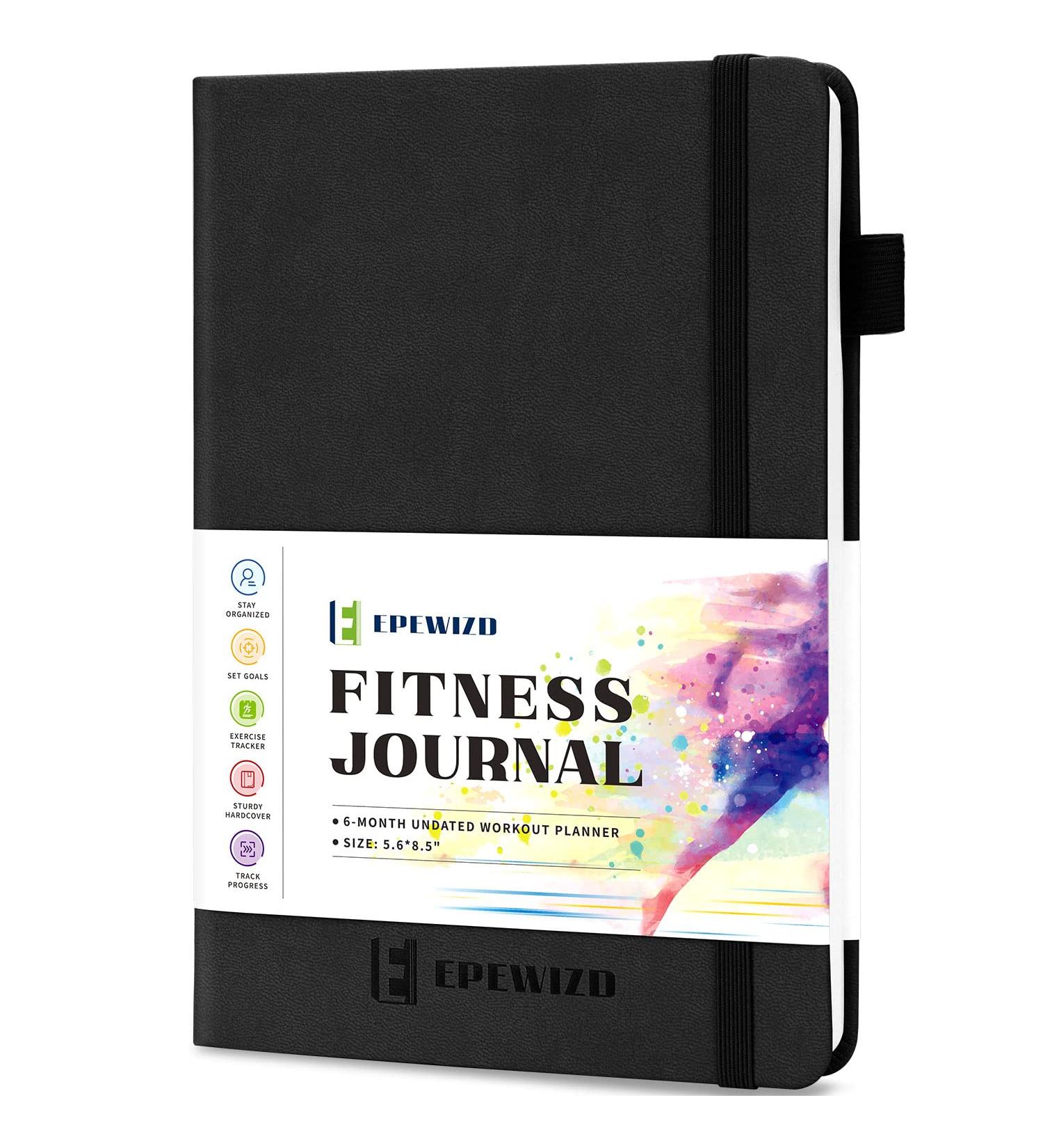 EPEWIZD Fitness Journal Hardcover - 6 Month Workout Planner & Log Book for Home Gym - Men and Women - Black - Buy Online on GoSupps.com