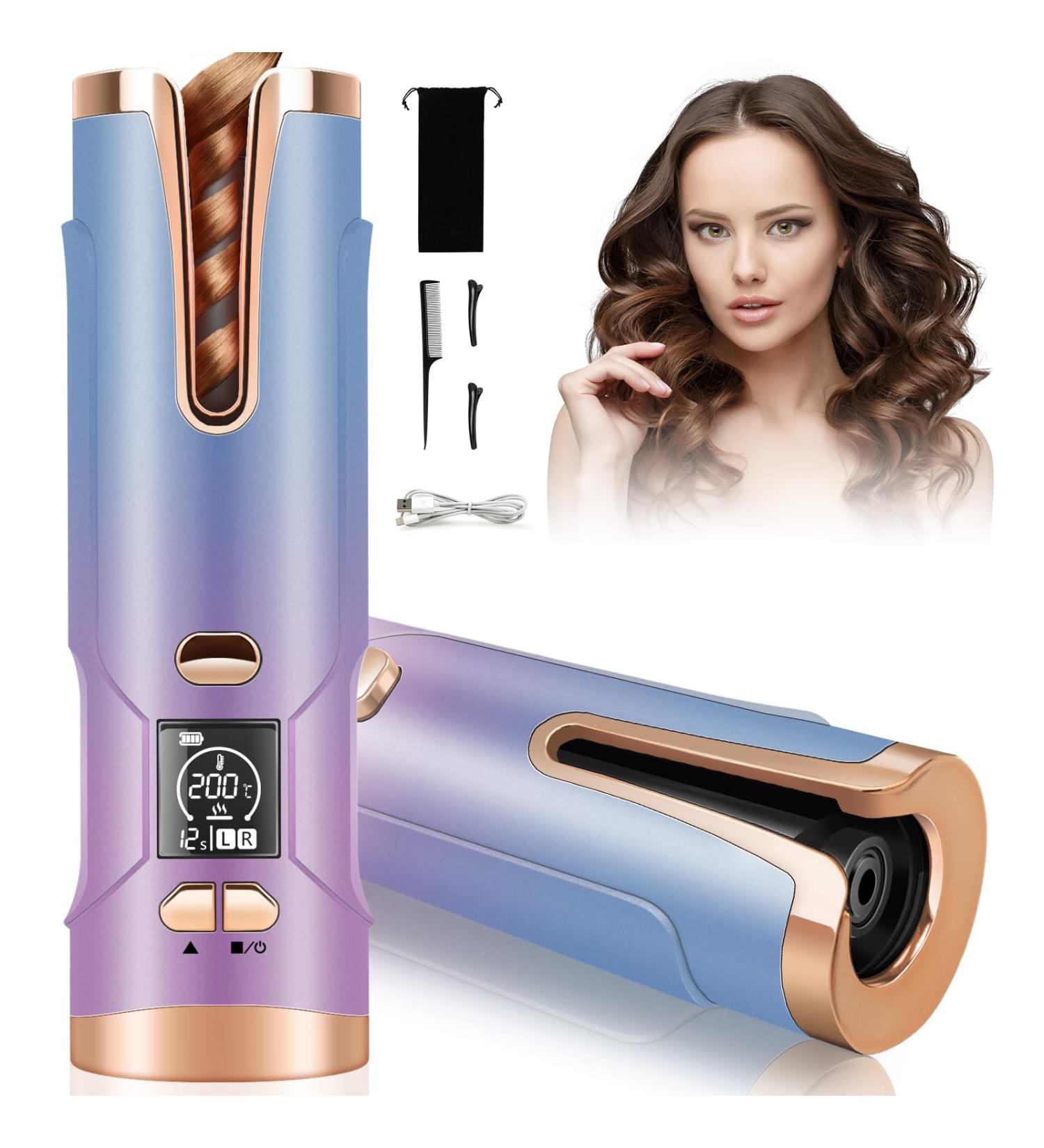 Automatic Cordless Curling Iron | 5200mAh Hair Curler with Adjustable Temperatures & Timers - Multicolored - Buy Online on GoSupps.com