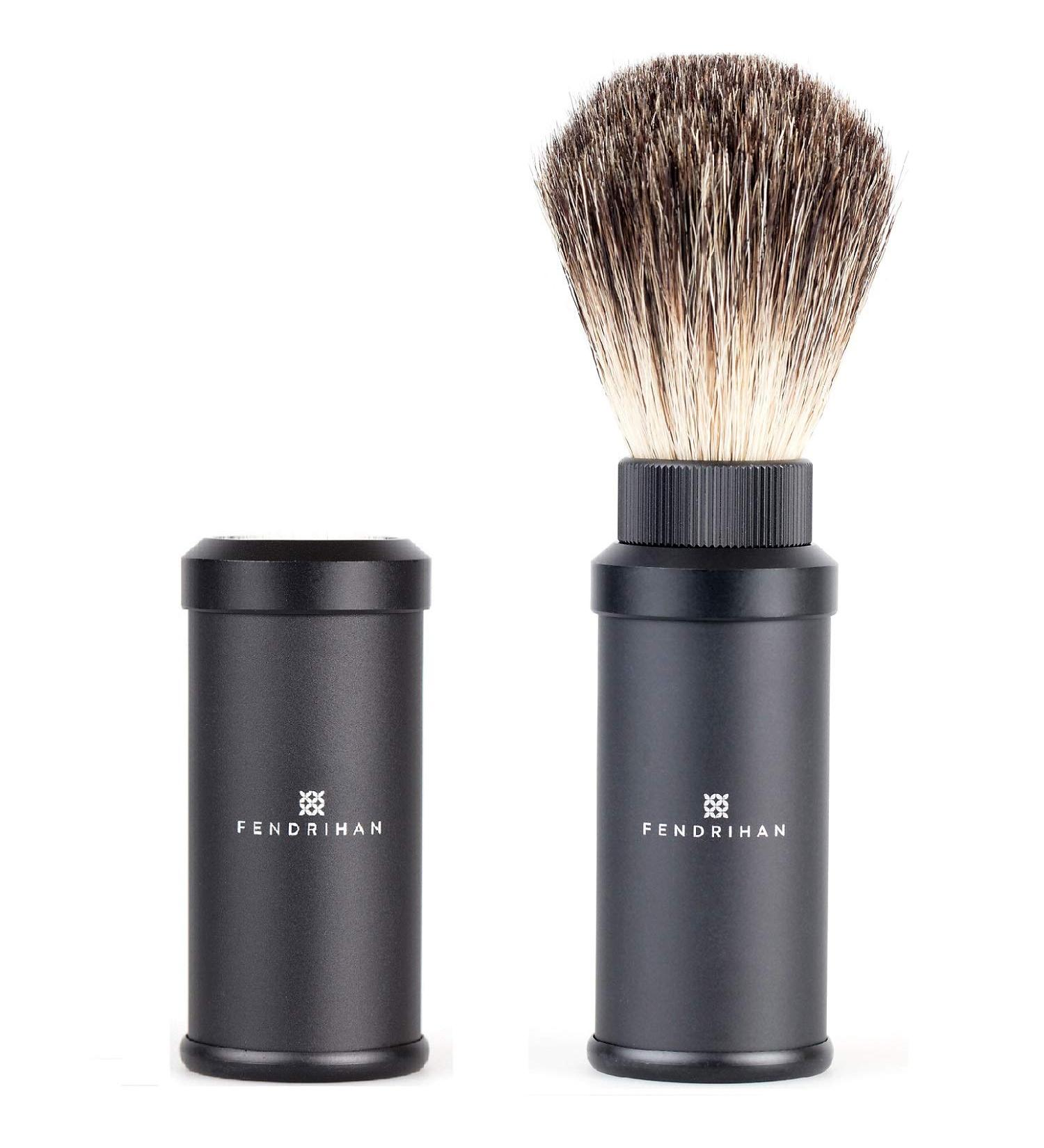 Fendrihan Black Anodized Travel Shaving Brush | Pure Badger Bristles | Made in Germany - International Shipping Available - Buy Online on GoSupps.com
