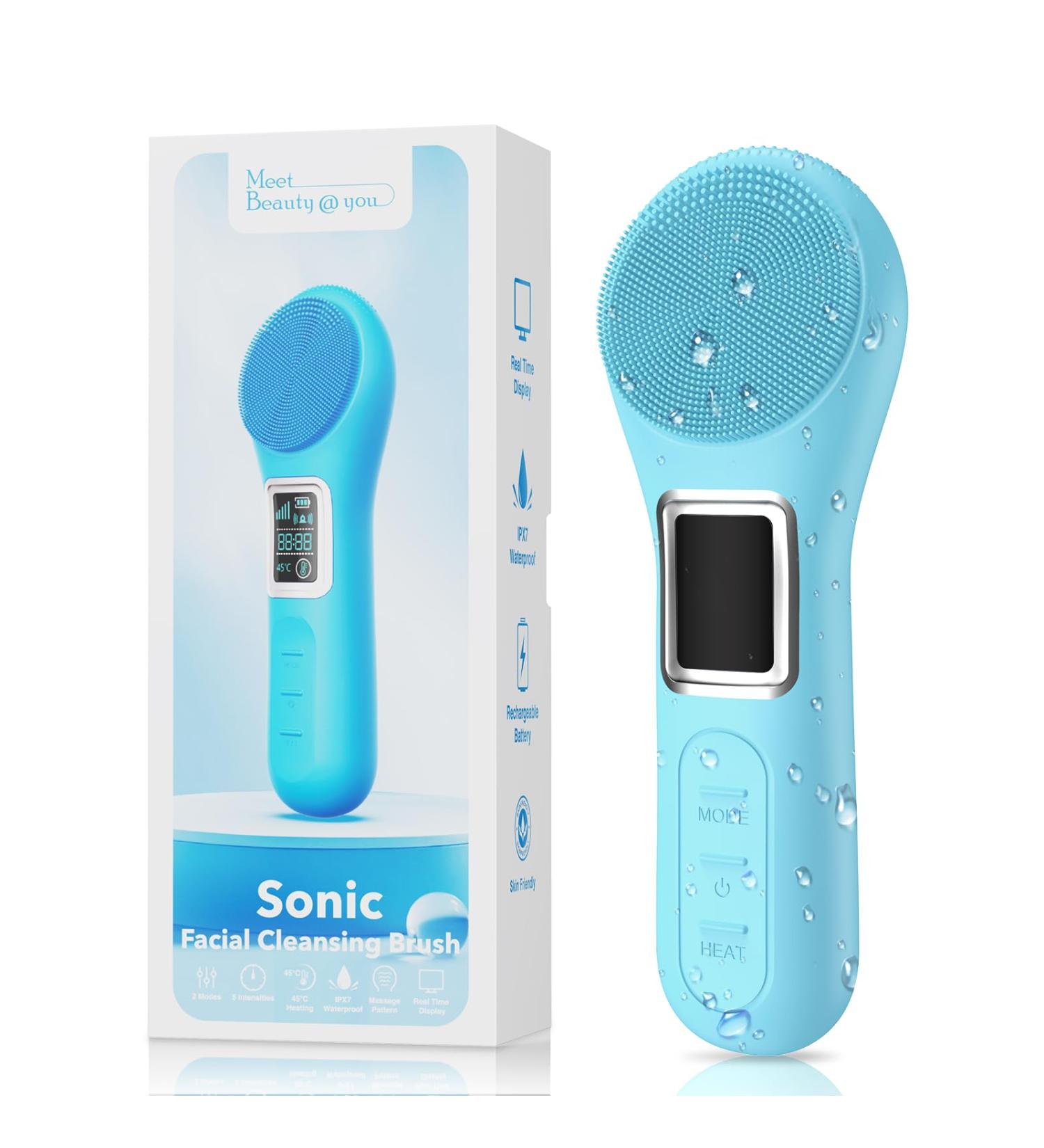 Facial Cleansing Brush - IPX7 Waterproof Silicone Scrubber with 5 Modes Exfoliating & Massaging Face Brush in Grass Green - Buy Online on GoSupps.com