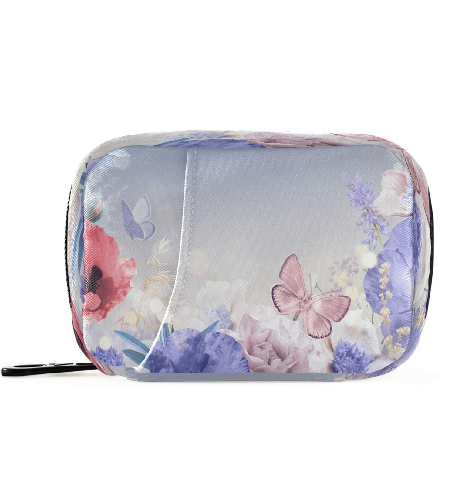 Buy Pfrewn 7 Day Floral Pill Organizer Case - Portable Pink & Purple Travel Pill Box for Vitamins & Supplements - Buy Online on GoSupps.com
