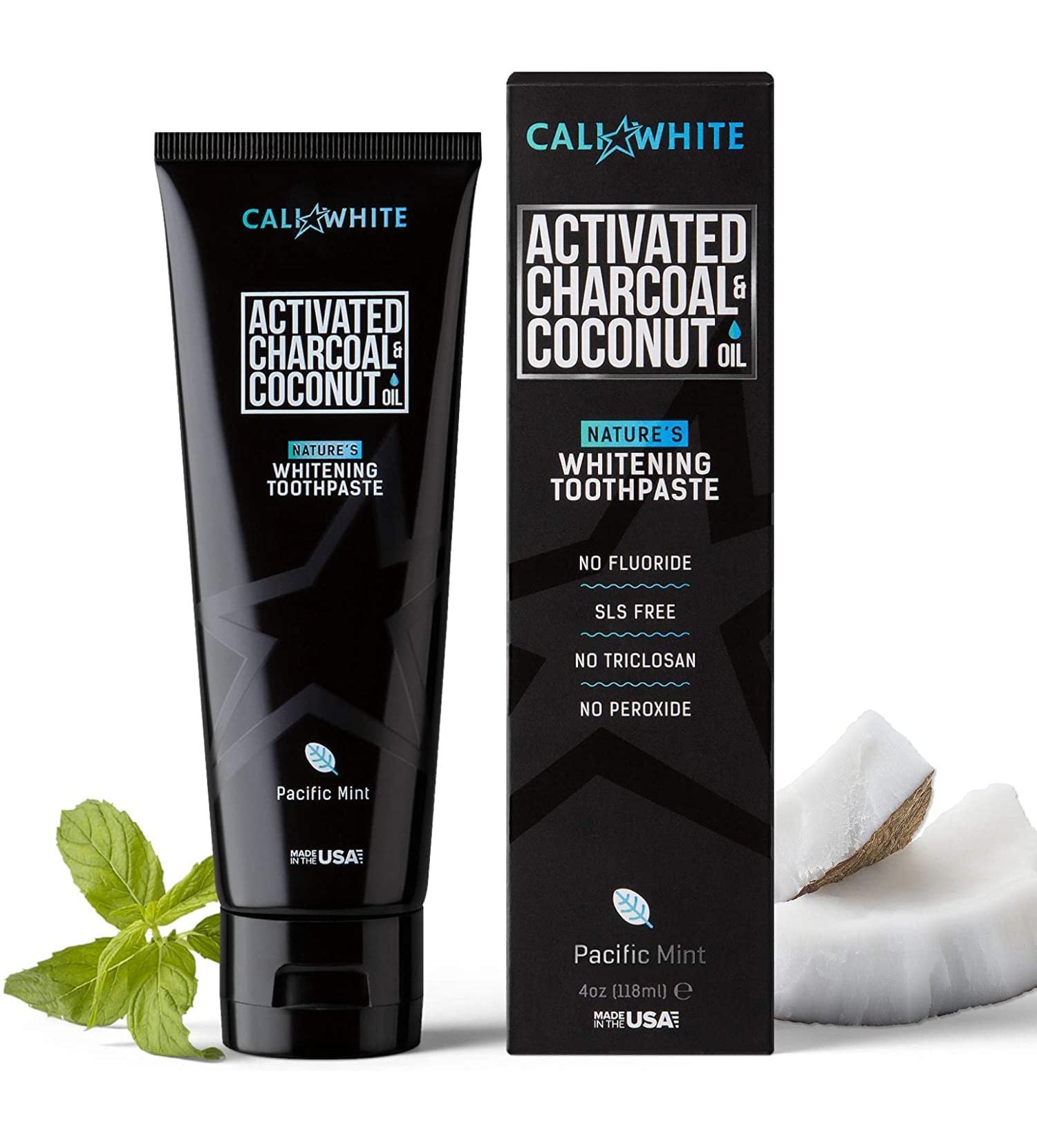 Cali White Activated Charcoal Toothpaste - Fluoride Free, Vegan, Sulfate Free | Pacific Mint | 4 oz (1 Pack) - Buy Online on GoSupps.com
