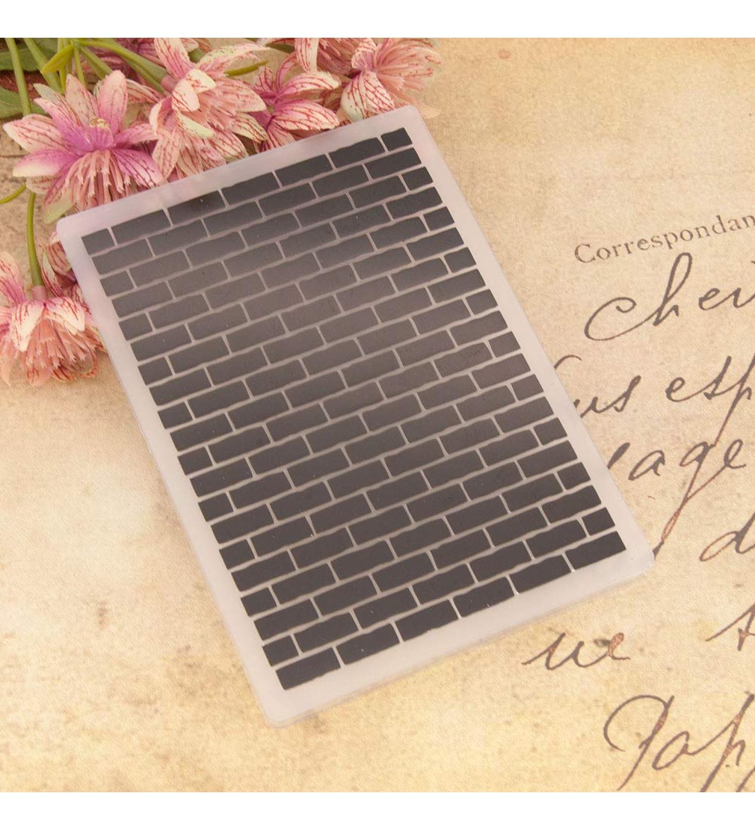 Joyful Home Brick Background Embossing Folder - DIY Floral Card Making Template 10.8x14.5cm - Buy Online on GoSupps.com