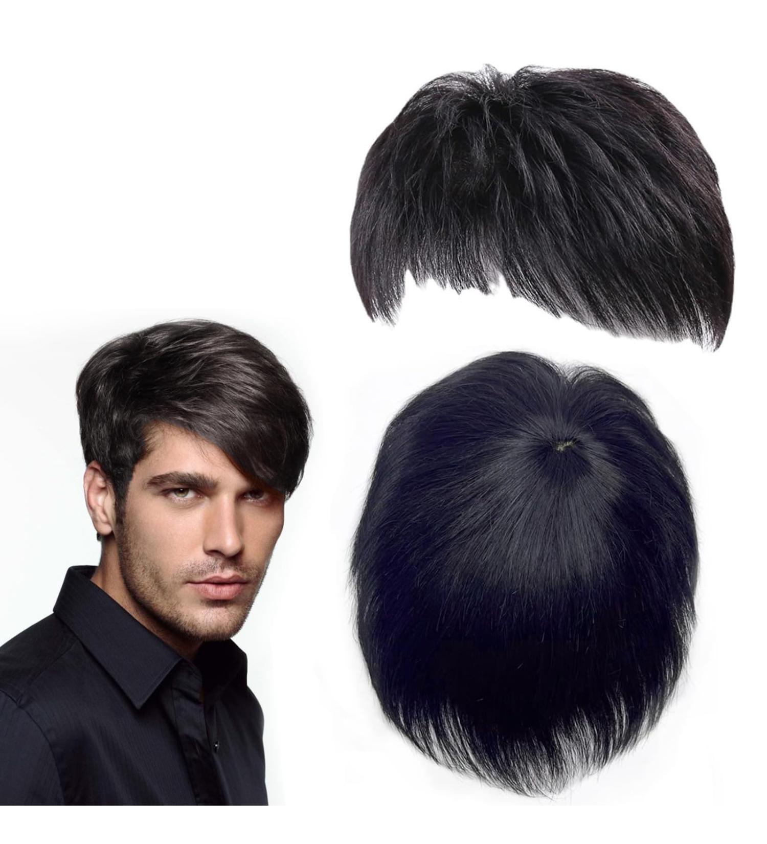 Natural Black Men's Hair Piece - Thin Skin Toupee for Male Receding Hairline (13cmx14cm) - Buy Online on GoSupps.com