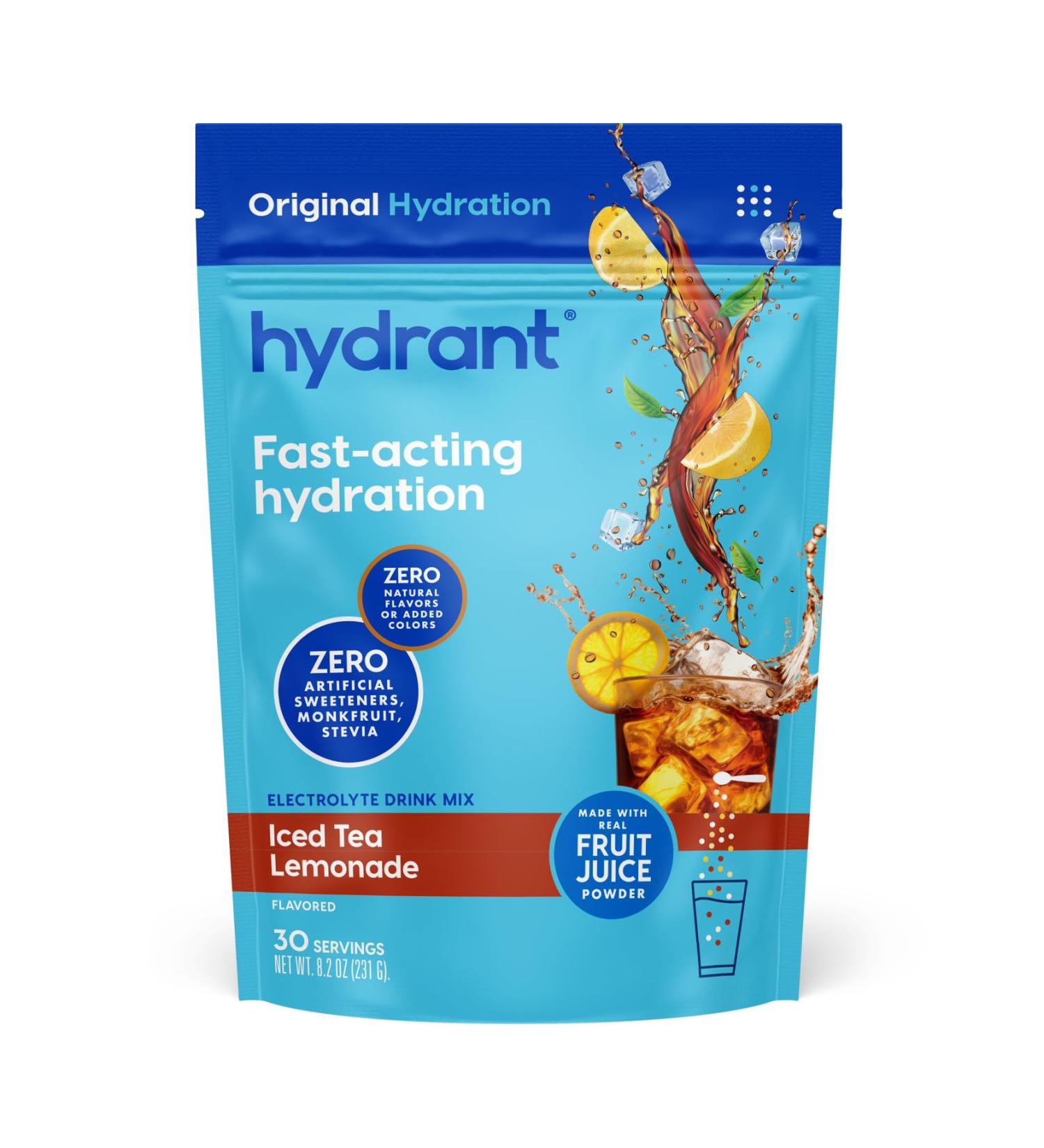 Hydrant - Bulk Electrolyte Powder Iced Tea Lemonade Flavor 30 Servings Instant Hydration Powder - Low Sugar Drink Mix for Daily Use Travel & Workouts - Buy Online on GoSupps.com