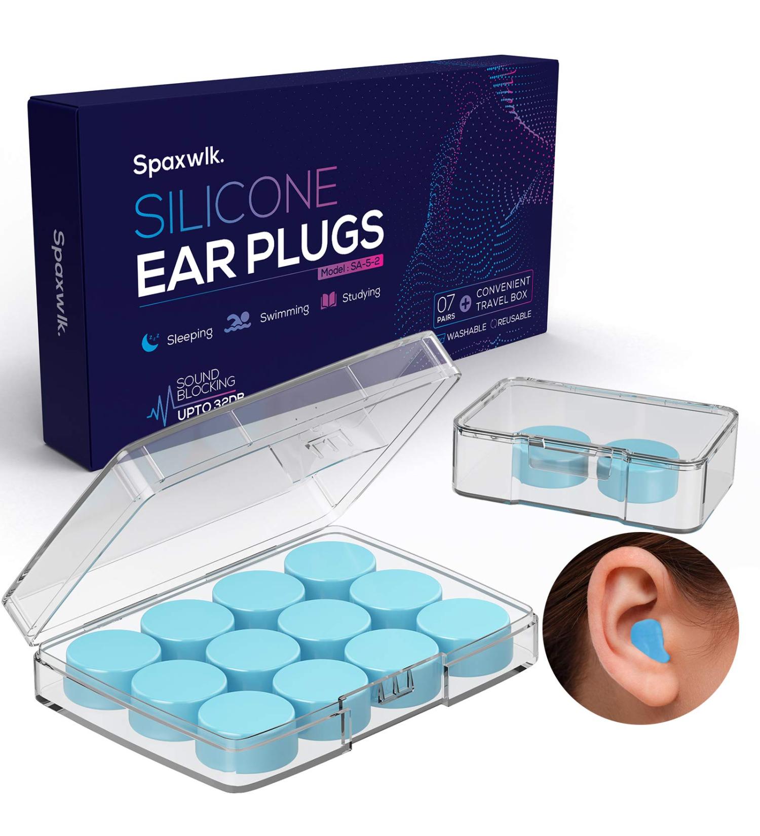 Buy Premium Ear Plugs for Sleeping Noise Cancelling Silicone Waterproof 32dB NRR | Ideal for Swimming Snoring Travel & More - Buy Online on GoSupps.com