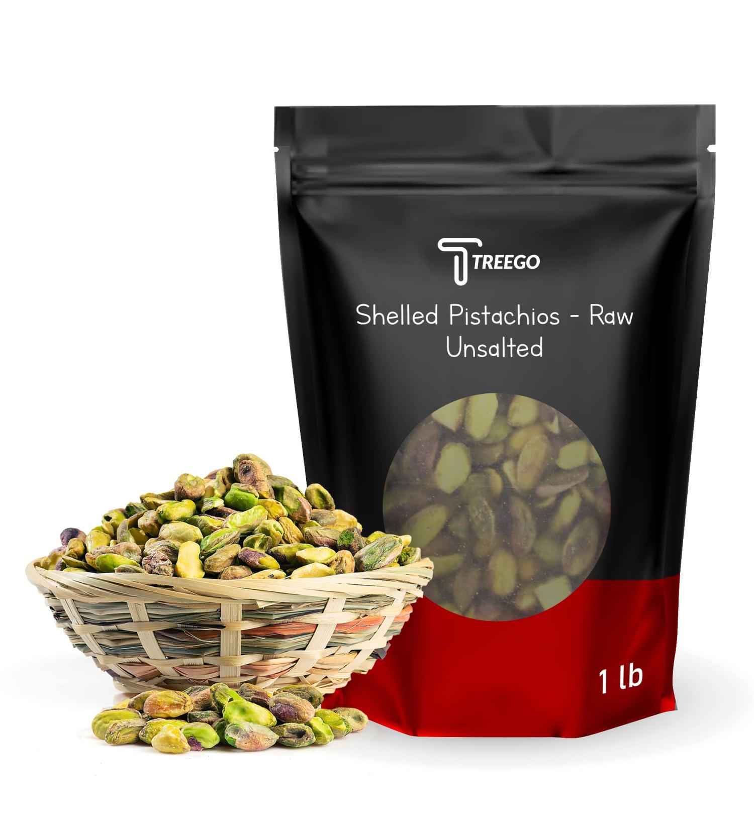 Treego 1lb Bag Unsalted Pistachios No Shell - Raw California Grown Kernels | Healthy Snack with Fiber, Protein, Vitamins, Antioxidants | Keto, Vegan, Plant-Based, Kosher - Buy Online on GoSupps.com