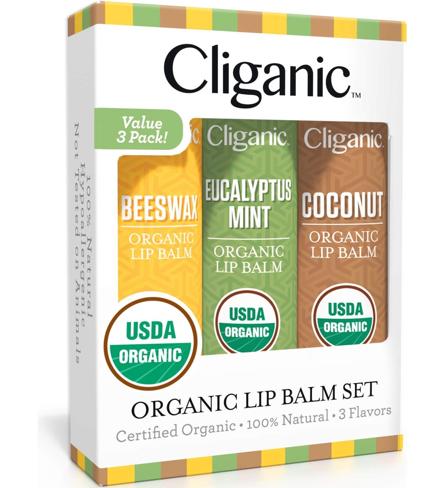 Cliganic Organic Lip Balm Set - 3 Pack (0.15 fl oz each) | Natural Moisturizer - Buy Online on GoSupps.com