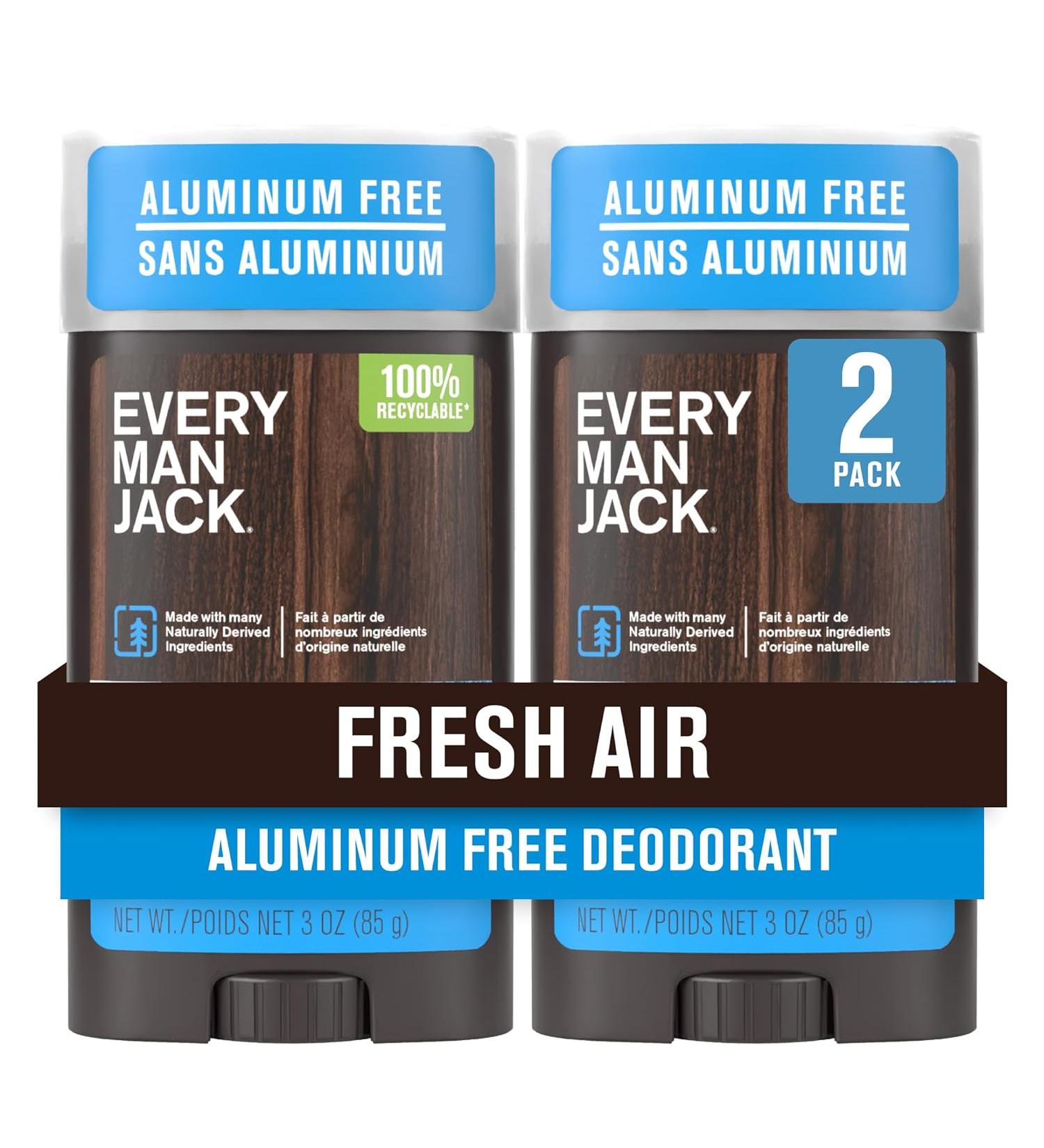 Every Man Jack Fresh Air Men s Deodorant - Stay Fresh with Aluminum Free Deodorant For all Skin Types - Odor Crushing Long Lasting with Naturally Derived Ingredients - 3oz (2 Pack) - Buy Online on GoSupps.com