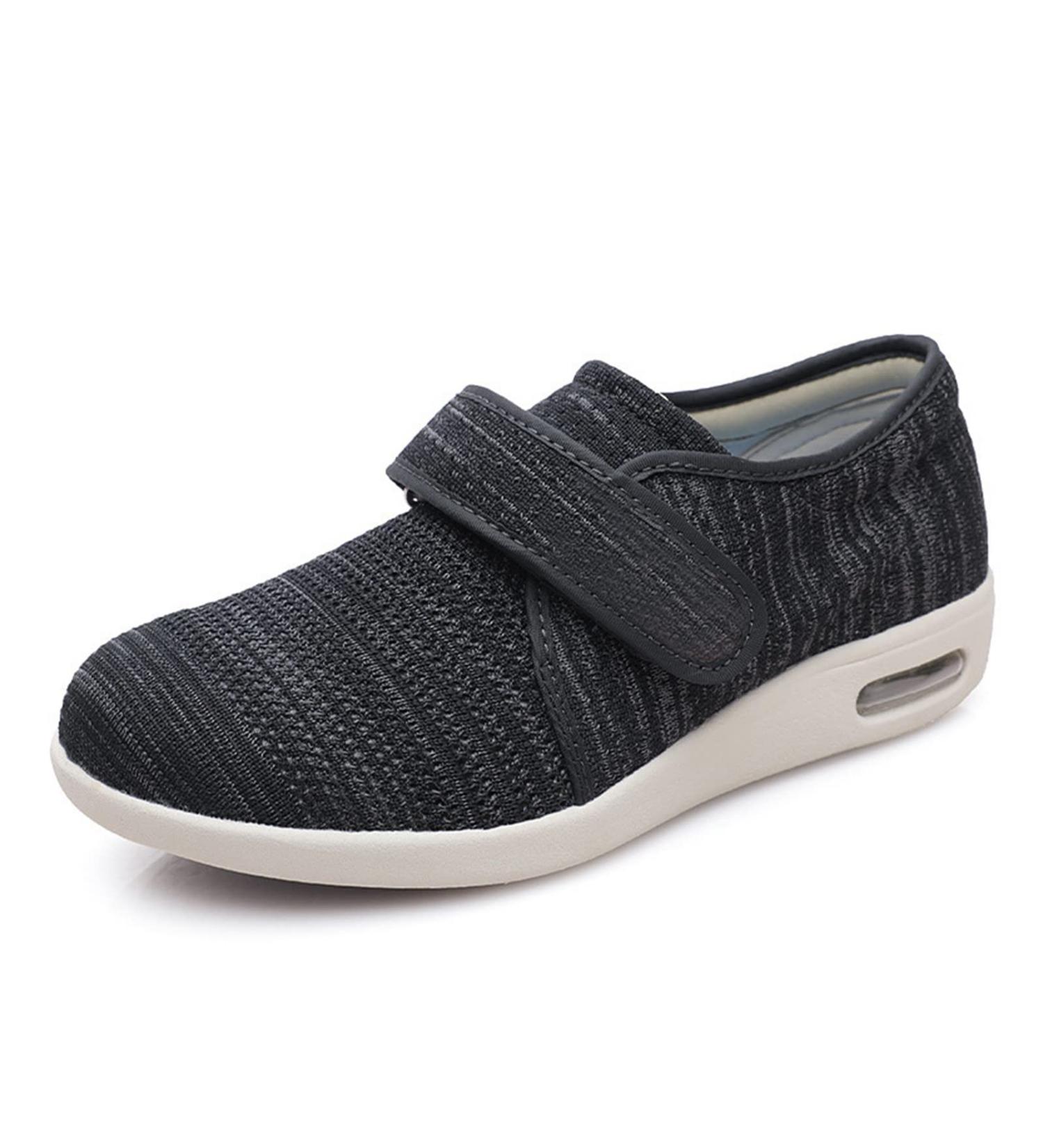 Yytcsjz Womens Diabetic Slippers - Breathable Mesh, Extra Wide Orthopaedic Comfort Shoes for Swollen Feet & Plantar Fasciitis - BlackGrey (23cm) - Buy Online on GoSupps.com