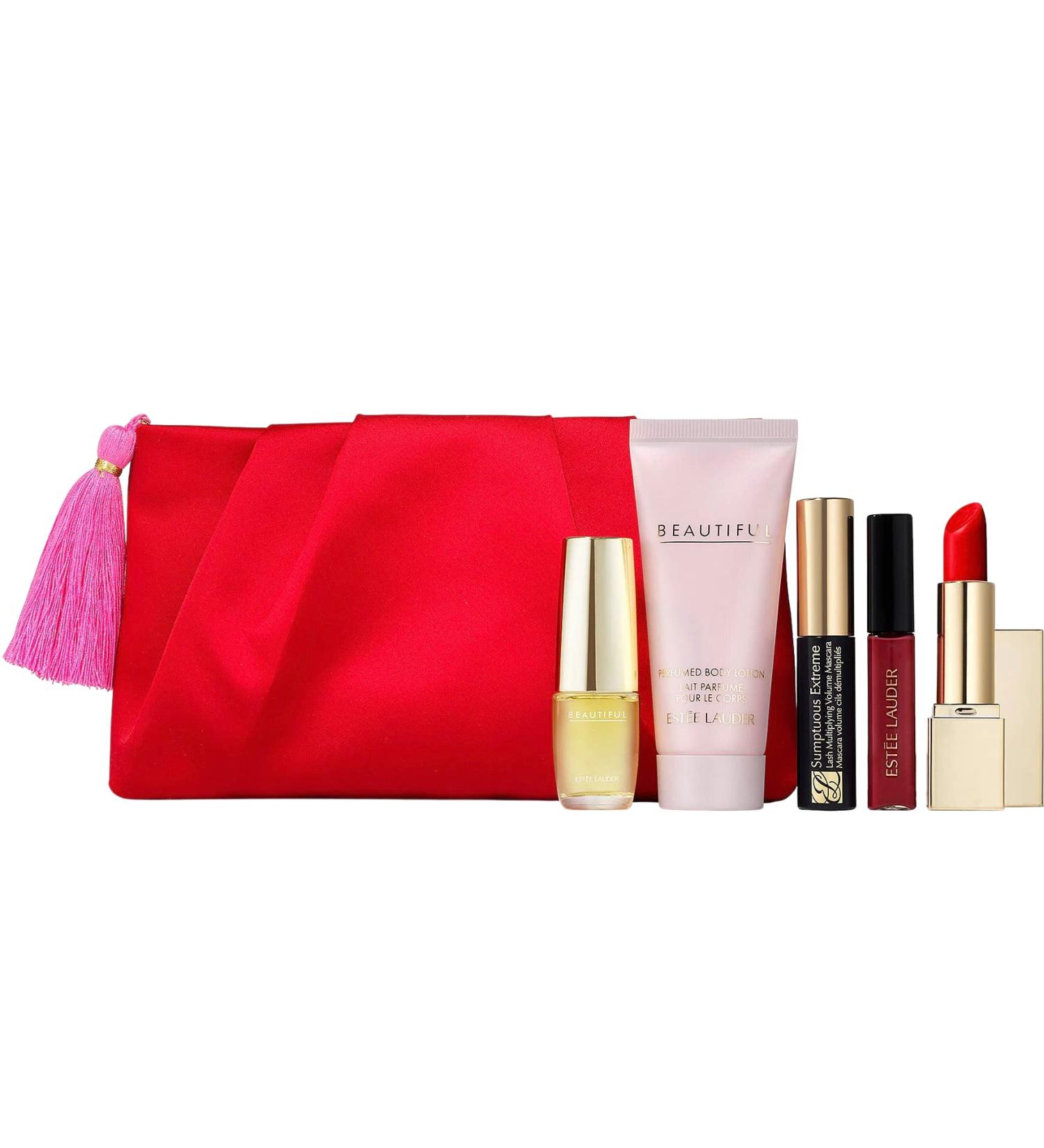 Estee Lauder 6 PC Holiday 2022 Set: Beautiful Perfume, Body Lotion, Lip Gloss, Mascara - Buy Online on GoSupps.com