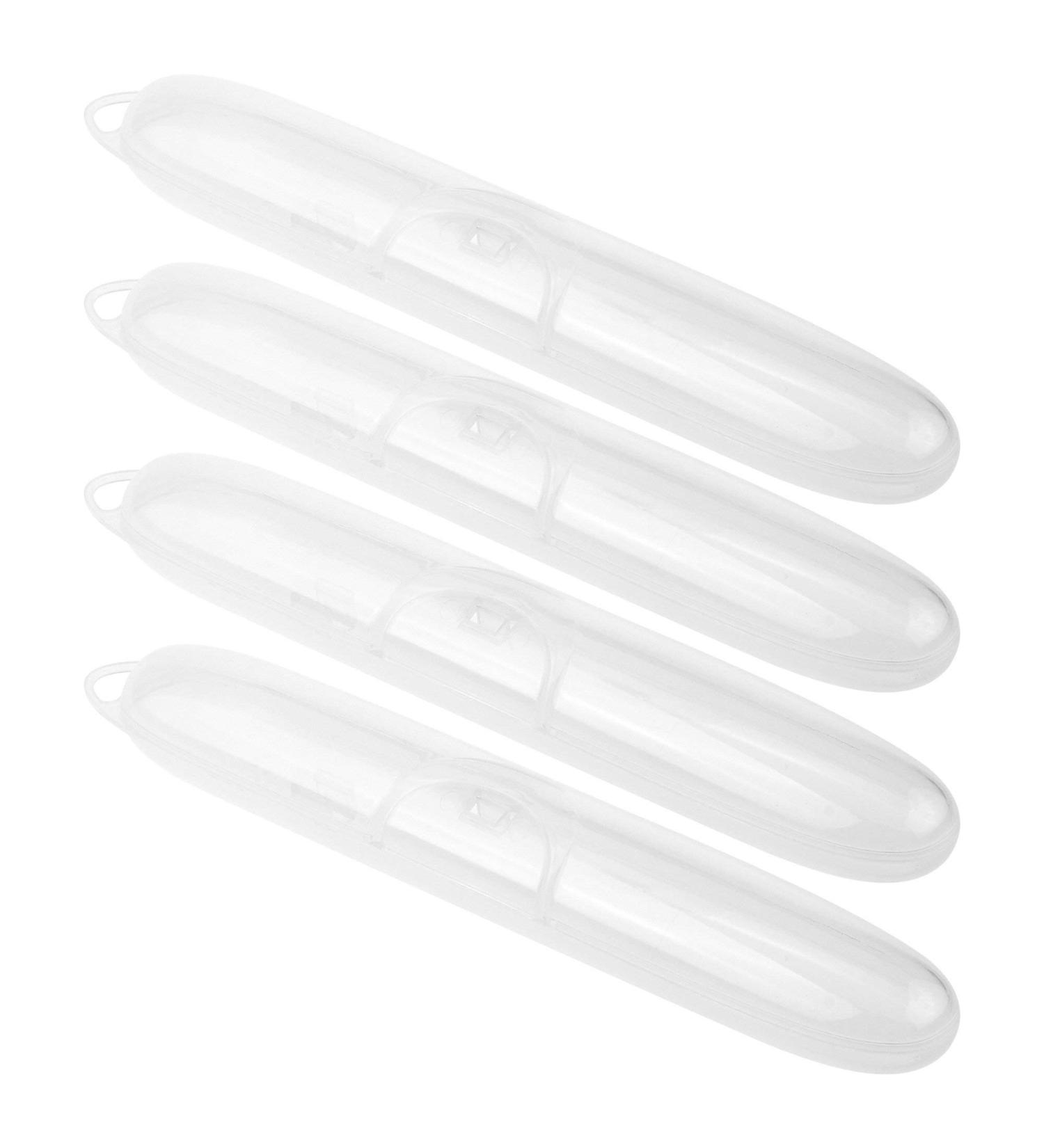 Pack of 4 Portable Transparent Plastic Travel Toothbrush Cases with Hook Organizer - Buy Online on GoSupps.com