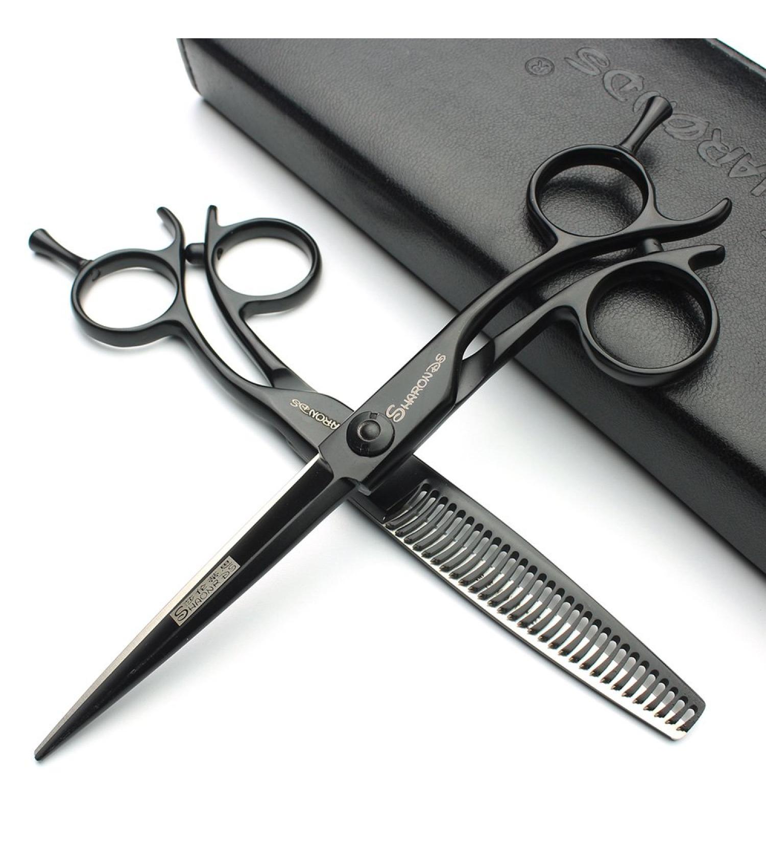 6" black hair cutting scissors kits clipper japanese hairdressing scissors(Set1)