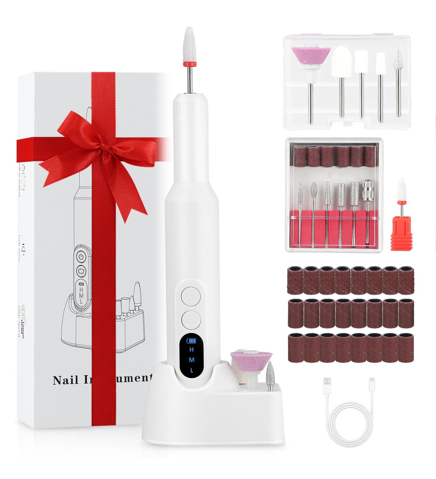 20000RPM Cordless Electric Nail Drill Kit | 78 Kits | Portable & Rechargeable | 3 Speeds | Acrylic & Gel Nails Care | White | Gift for Women - Buy Online on GoSupps.com