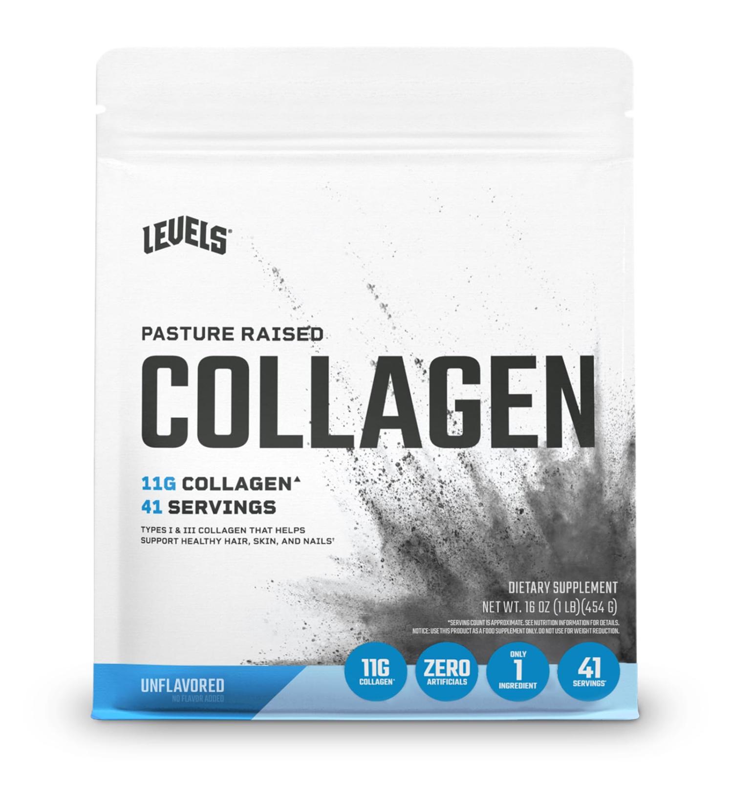 Levels Collagen Peptides No Artificial Ingredients 11G of Collagen Unflavored 1LB Unflavored 1 Pound (Pack of 1) - Buy Online on GoSupps.com