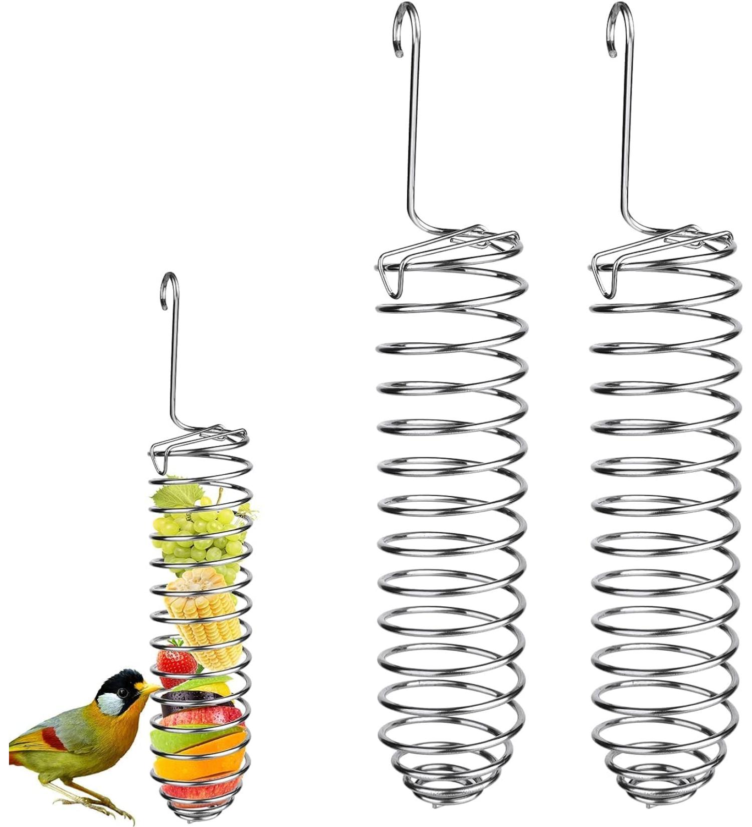 Premium Bird Toys - Stainless Steel Feed Dispenser & Vegetable Holder - Perfect for Budgies Parrots Conures and Lovebirds - 2 Pack - Buy Online on GoSupps.com
