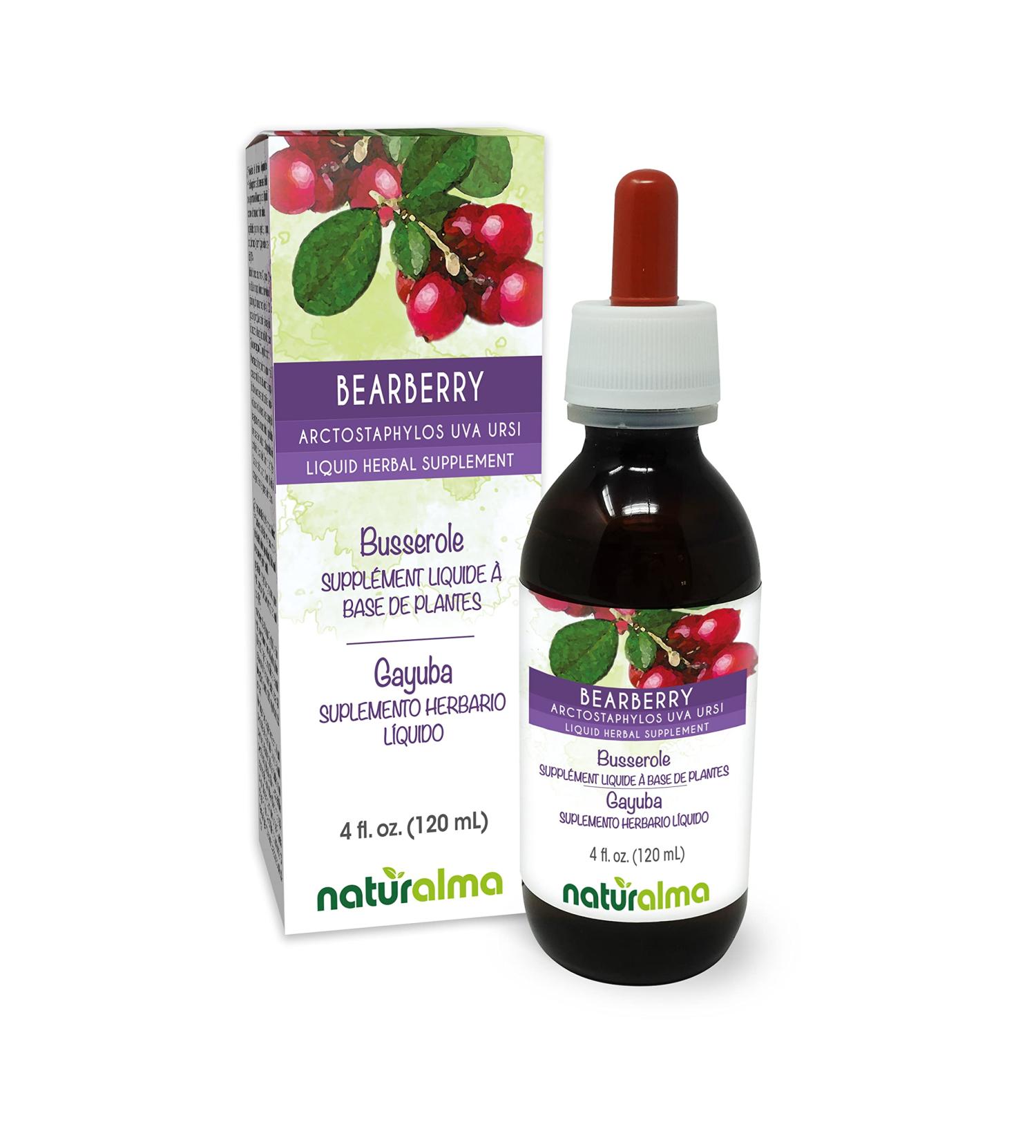 Naturalma Bearberry (Arctostaphylos uva Ursi) Leaf Alcohol-Free Tincture - 4 fl oz Liquid Extract in Drops - Herbal Supplement - Vegan Alcohol-free 4 Fl Oz (Pack of 1) - Buy Online on GoSupps.com