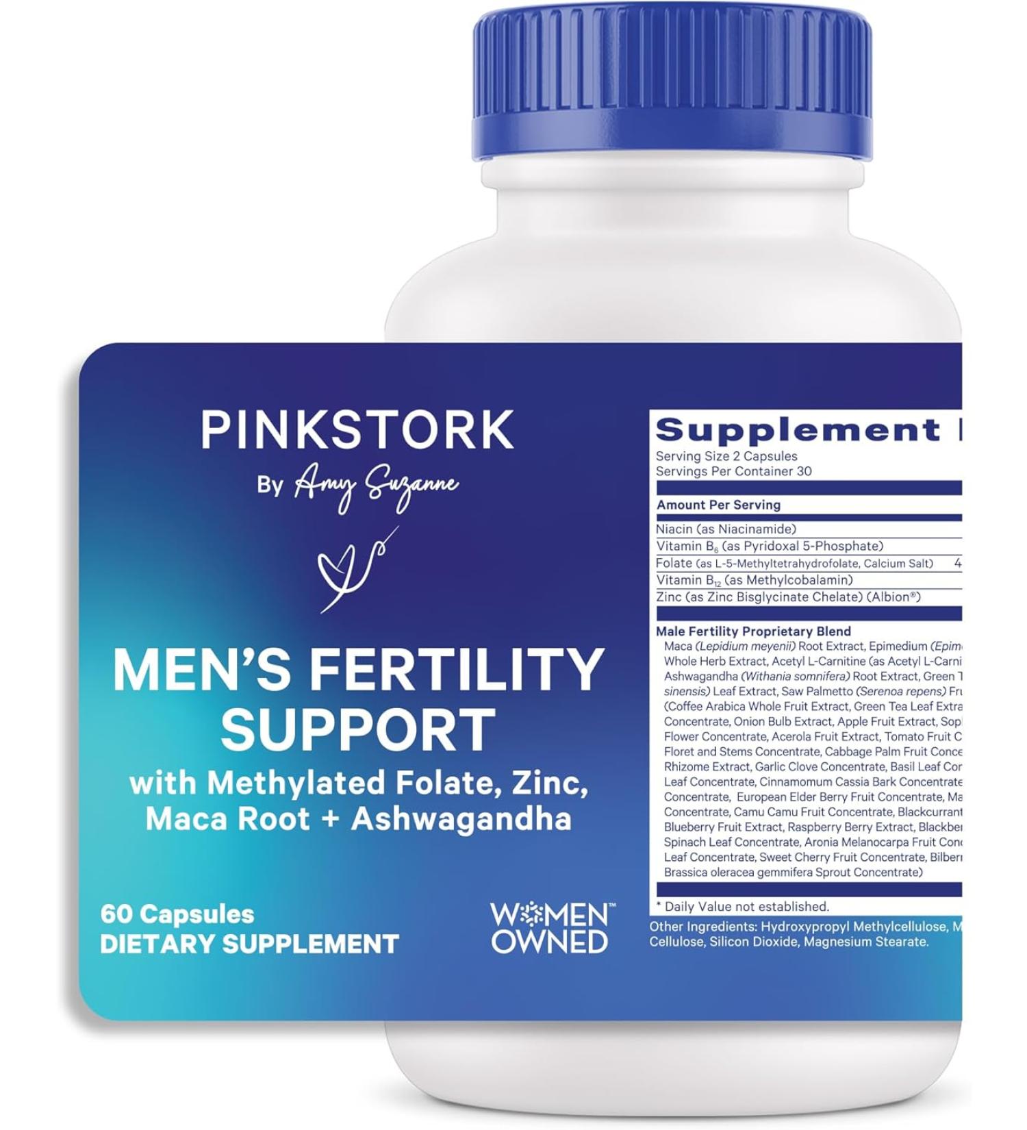 Blue Stork Men's Fertility Support - Prenatal Multivitamin with Maca Root and Folate - 60 Capsules - Buy Online on GoSupps.com