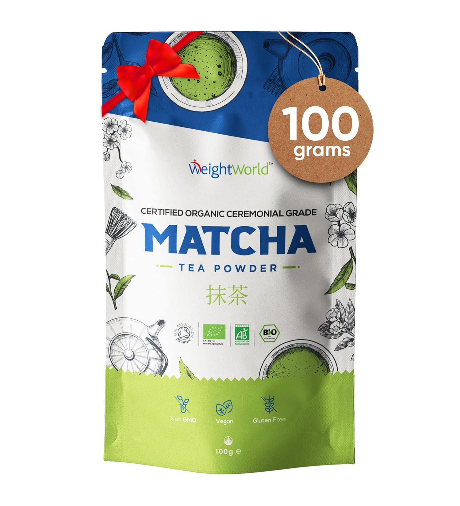 Ceremonial Grade Organic Matcha Green Tea Powder 100g | Soil Association Certified | Pure Vegan | For Skin & Hair - Buy Online on GoSupps.com