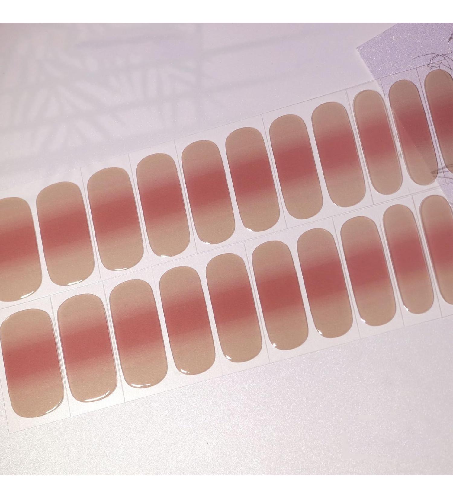 22 Stickers Semi Cured Nail Wraps Soft Self-Adhesive Gel Nail Stickers Long Lasting Semi Cure Gel Nail Strips (in The Mood for Love) White Gradient of Light Pink Pink Gradient - Buy Online on GoSupps.com