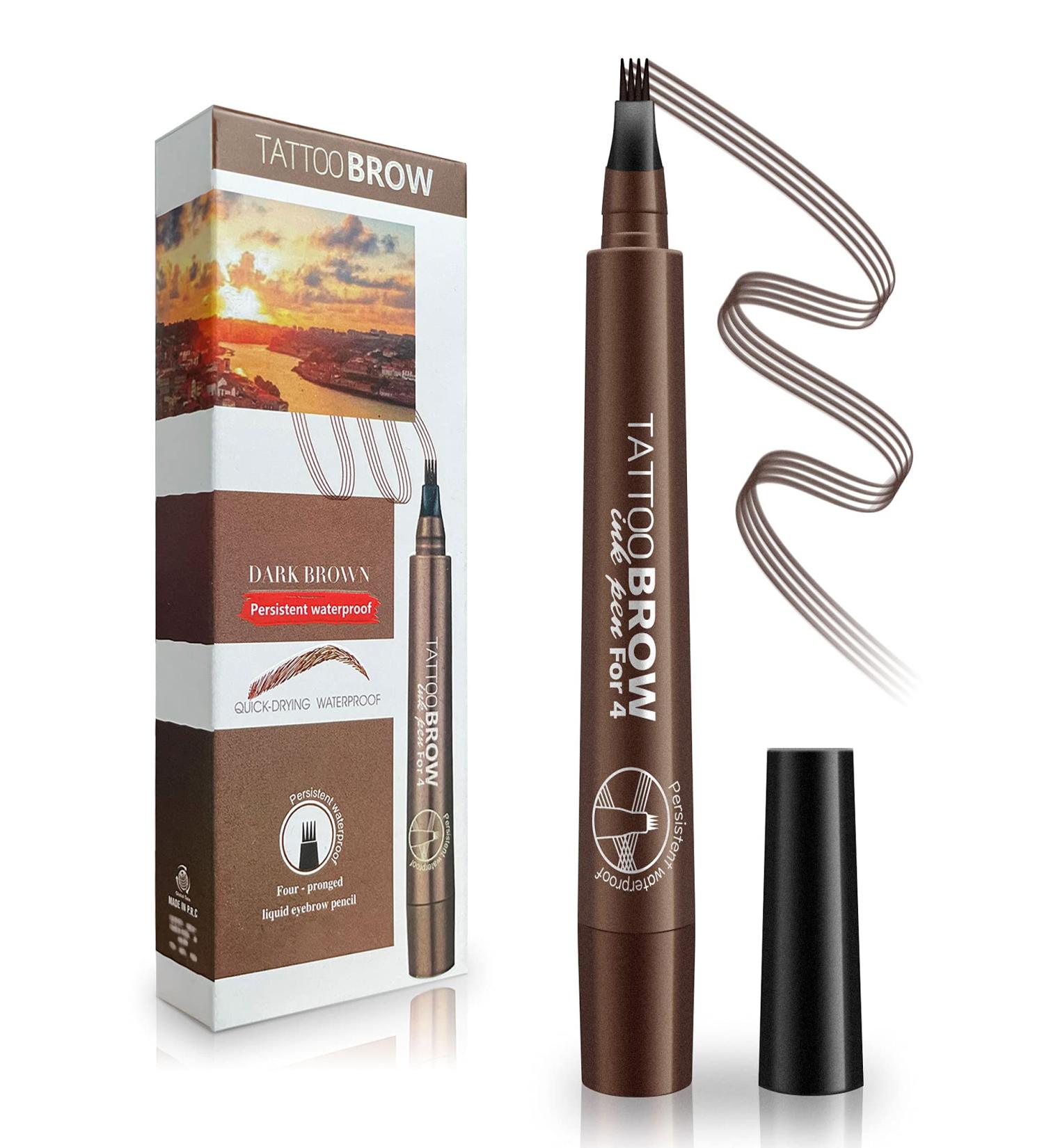 Dark Brown Waterproof Eyebrow Pencil - 24H Stay, Natural Look Makeup Pen - Buy Online on GoSupps.com