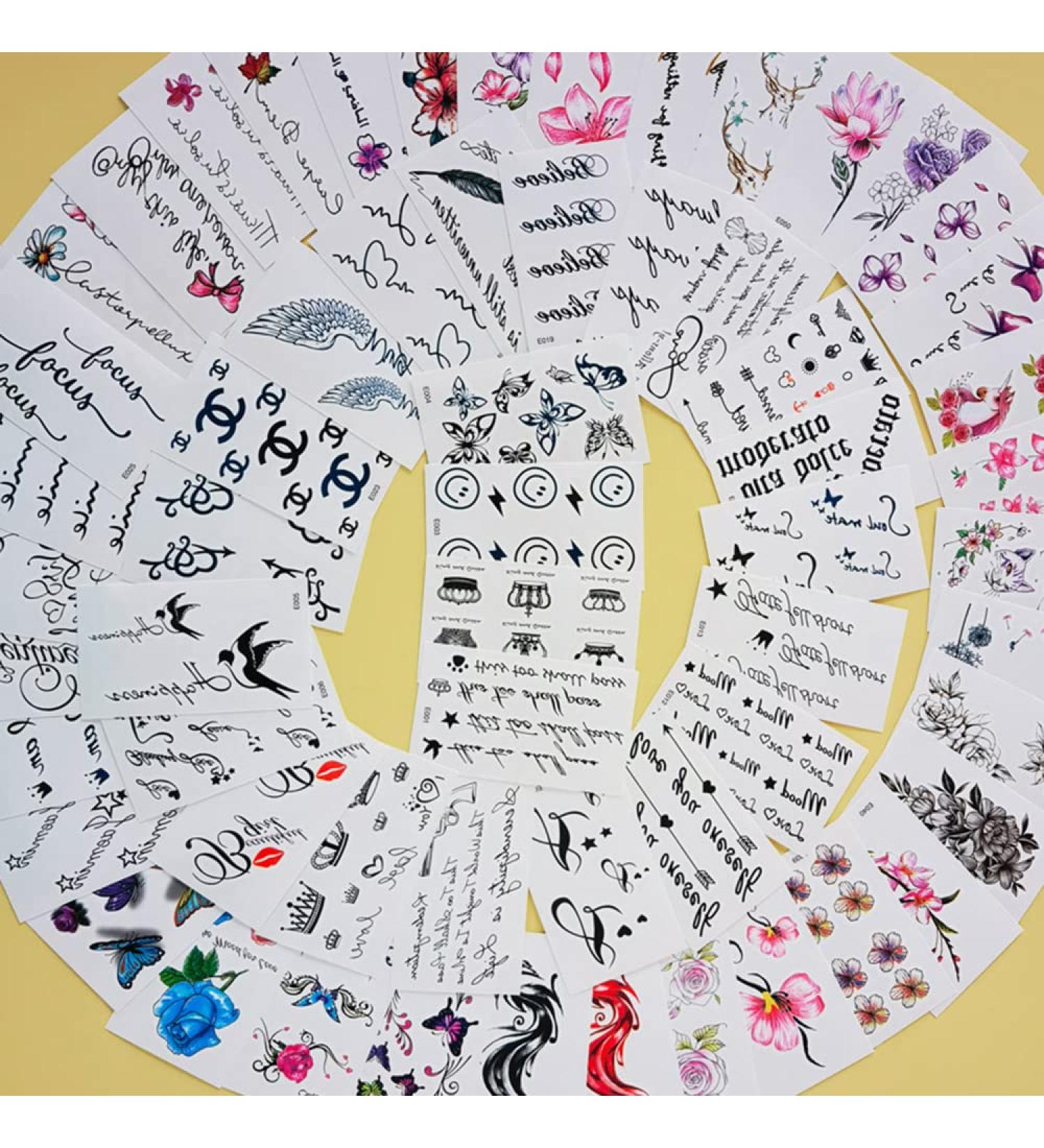 Floral Animal Temporary Tattoo Sticker Set - 60 Sheets, Fake Tattoos for Adults & Kids, Butterfly Swallow Design, Arm, Neck, Finger Decor - Buy Online on GoSupps.com