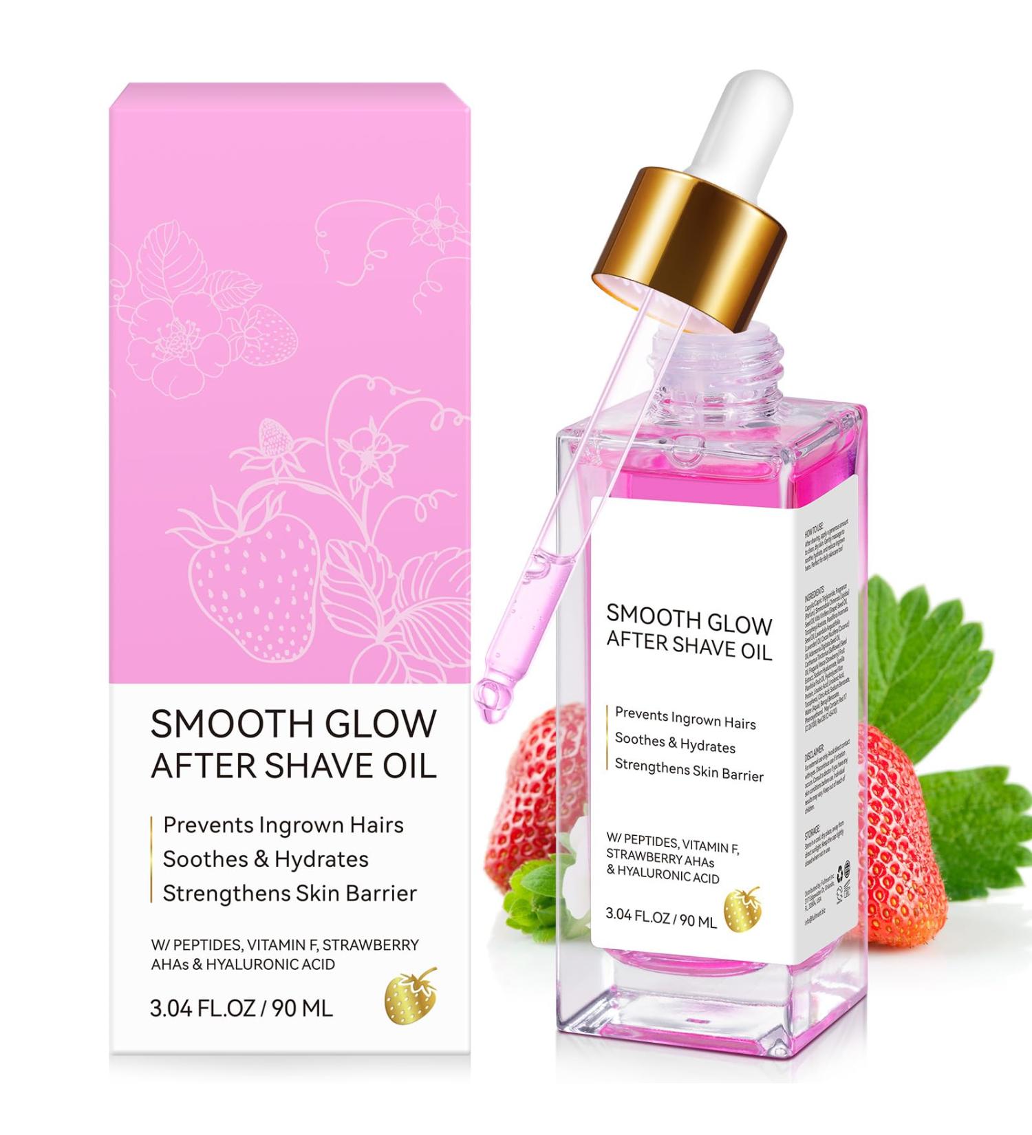 After Shave Oil Women Gently After Shave Oil Strawberry Vanilla With Hyaluronic Acid Smooth Skin & Deeply Moisturize Shave Serum Prevent Ingrown Hairs & Dryness for Men and Women 90ML/3 Fl Oz - Buy Online on GoSupps.com