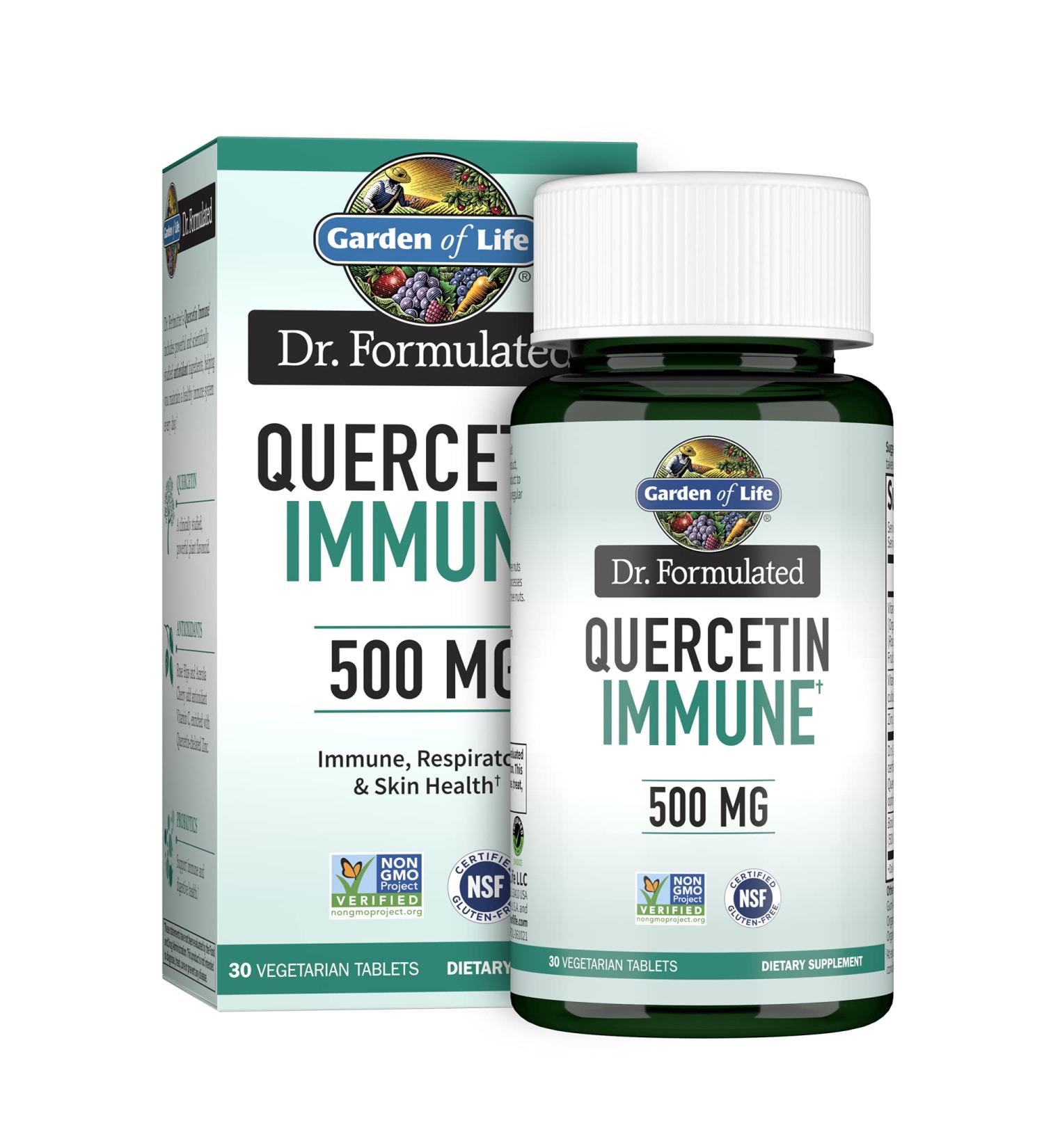 Garden of Life Quercetin Once Daily Immune Support Supplement with Vitamin C, D, Probiotics - 30 Tablets | Dr Formulated for Respiratory & Skin Health - Gluten Free, Non GMO - Buy Online on GoSupps.com