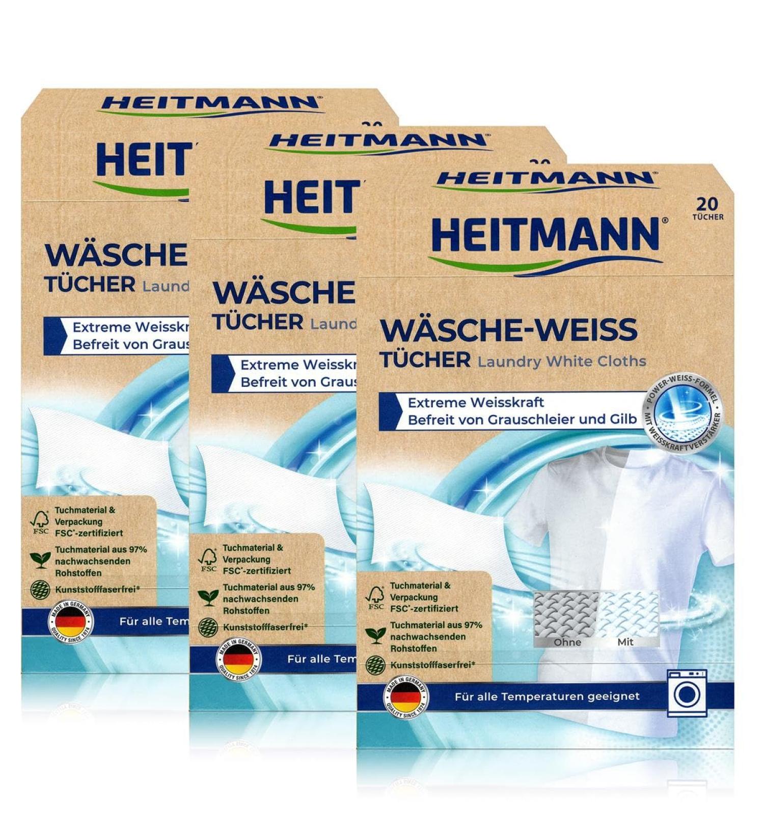 Heitmann W sche Weiss cloths (20 cloths white): For an extremely powerful white pack of 3 20 pieces (pack of 3)
