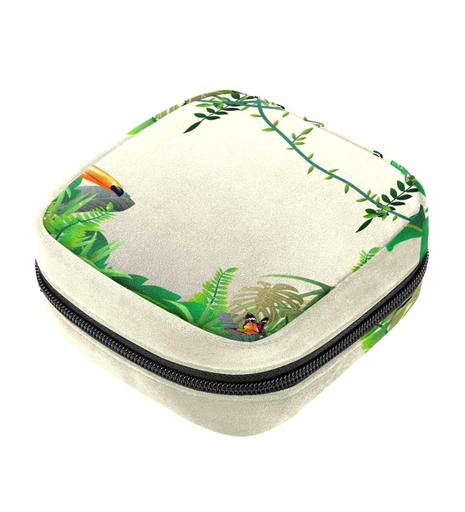 Menstruation Pad Bag with Zipper | Women's Napkin & Tampon Storage | Chic Tukan & Butterflies Design - Buy Online on GoSupps.com