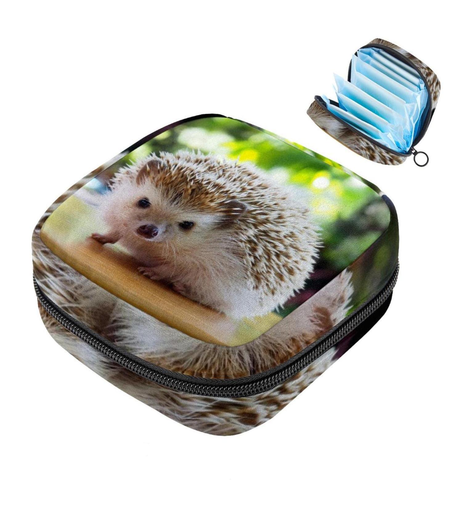 Buy Cute Hedgehog Menstrual Pad Bag with Zipper | Stylish Tampon Pouch for Women & Girls | International Shipping Available - Buy Online on GoSupps.com