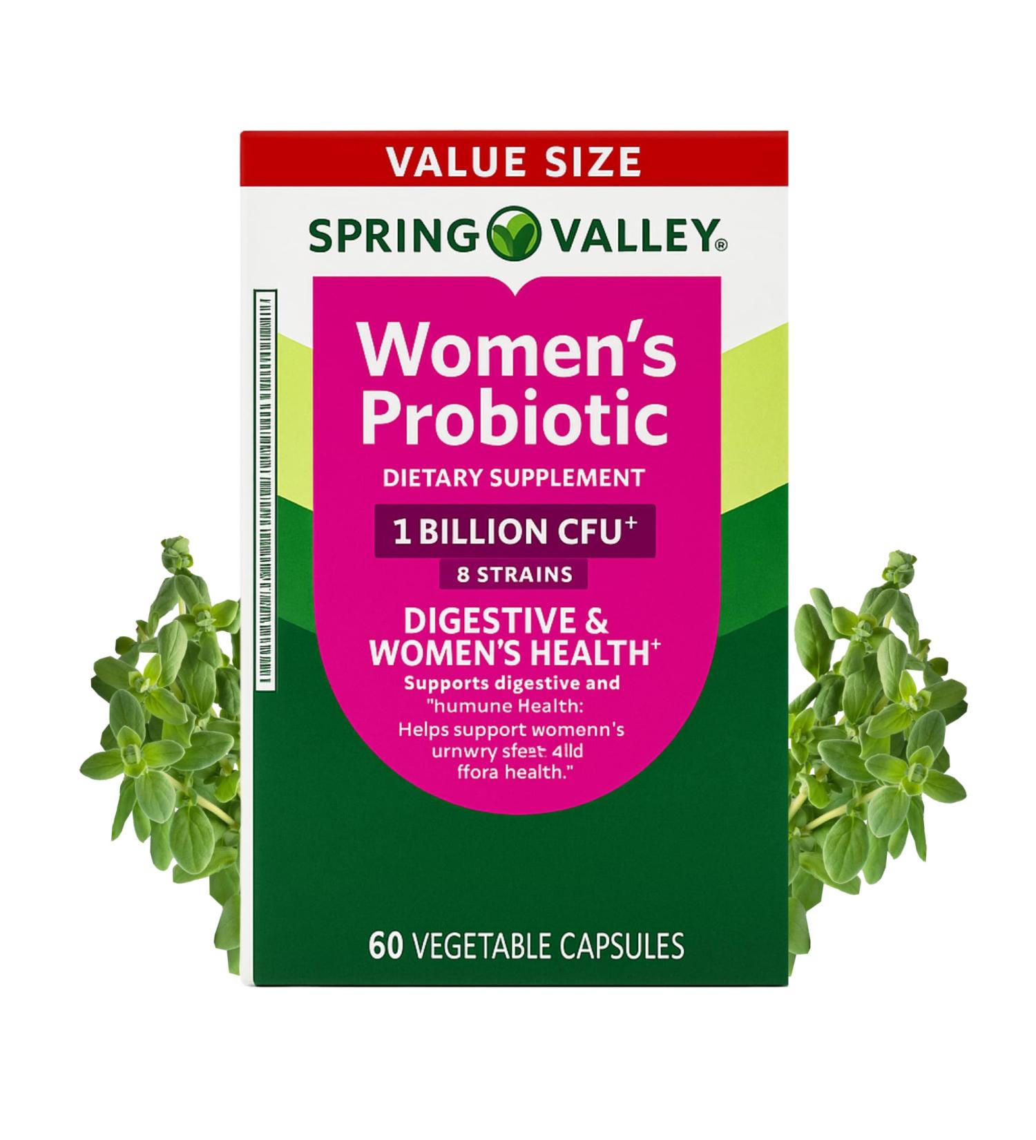 Spring Valley Probiotics for Women 60 Capsules Dietary Supplement Vegetarian Capsules for Digestive Health Cranberry 60 Count Value Size