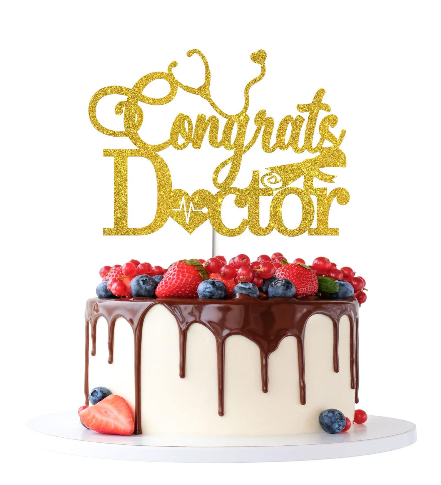 Tenhaisi Gold Glitter Congrats Doctor Cake Topper Medical School Doctor Graduation Party Decoration Supplies for Boy Girl College Graduation Cake Decor - Buy Online on GoSupps.com