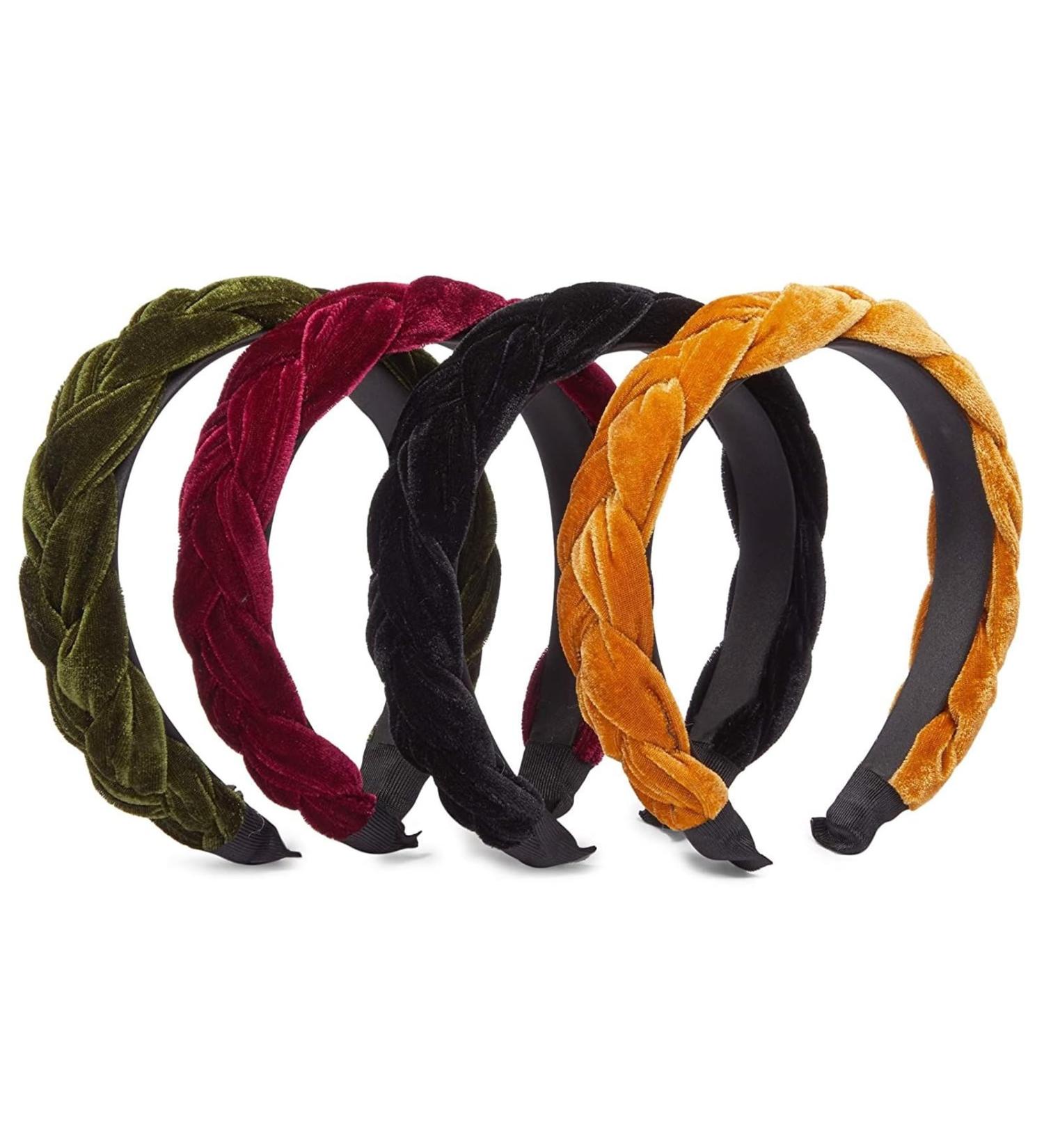 Glamlily 4 Pack Velvet Braided Headbands for Women - Wide Non-Slip Padded Hair Accessories (4 Colors) - Buy Online on GoSupps.com