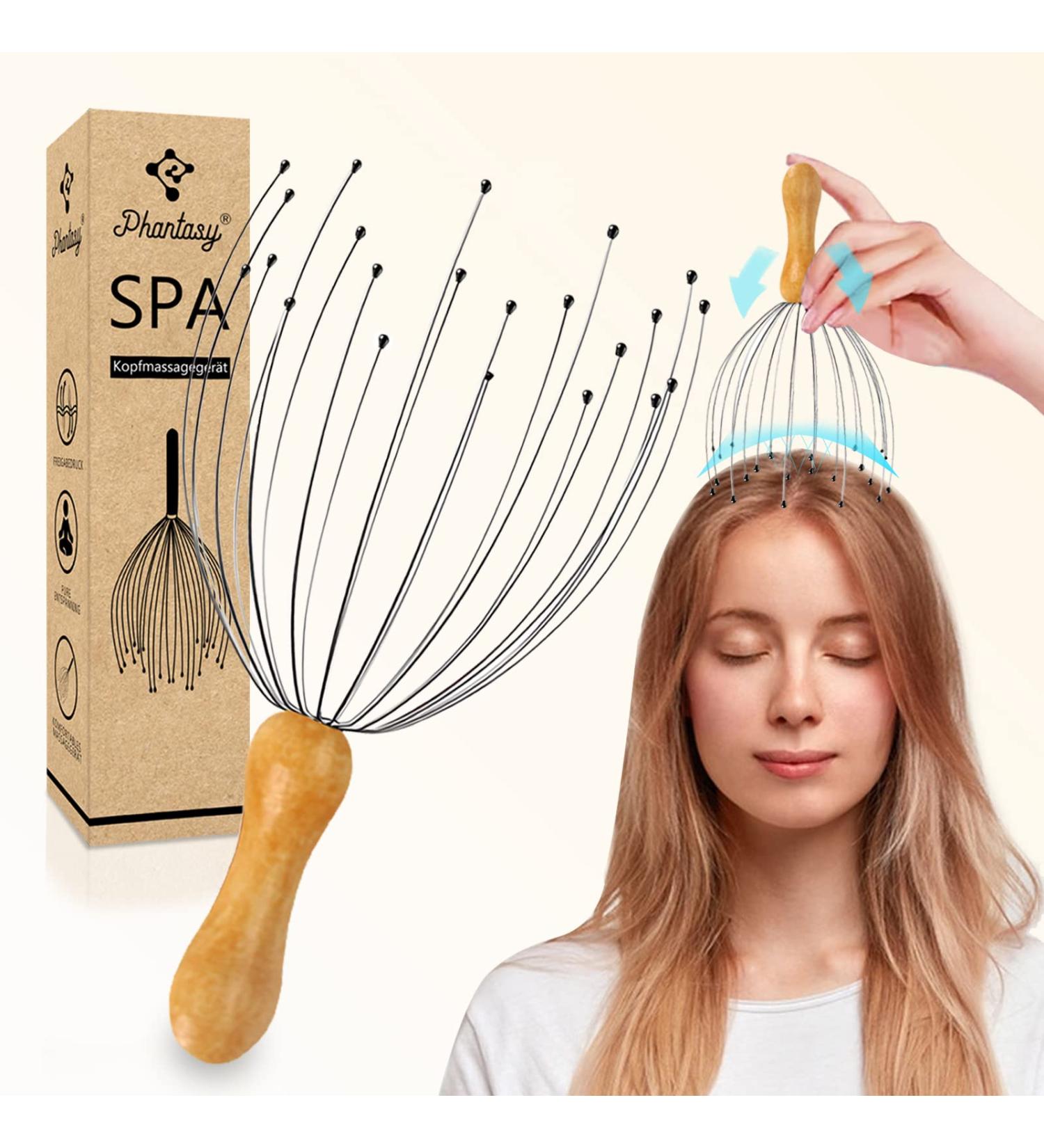 PHAVESAS Head Massager with 24 Fingers - Bamboo Handle Scalp Massager for Ultimate Relaxation - Buy Online on GoSupps.com