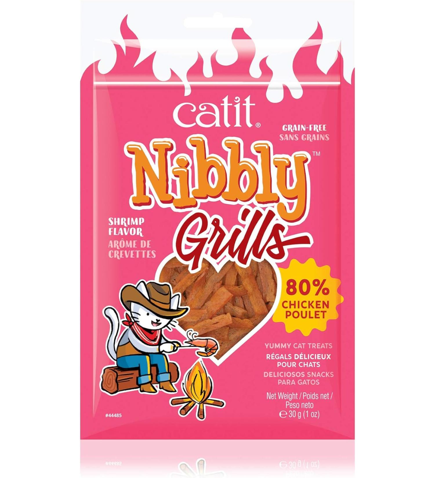 Catit Nibbly Grills - Chewy Chicken & Shrimp Strips for Cats | 30g Treats - International Shipping Available - Buy Online on GoSupps.com